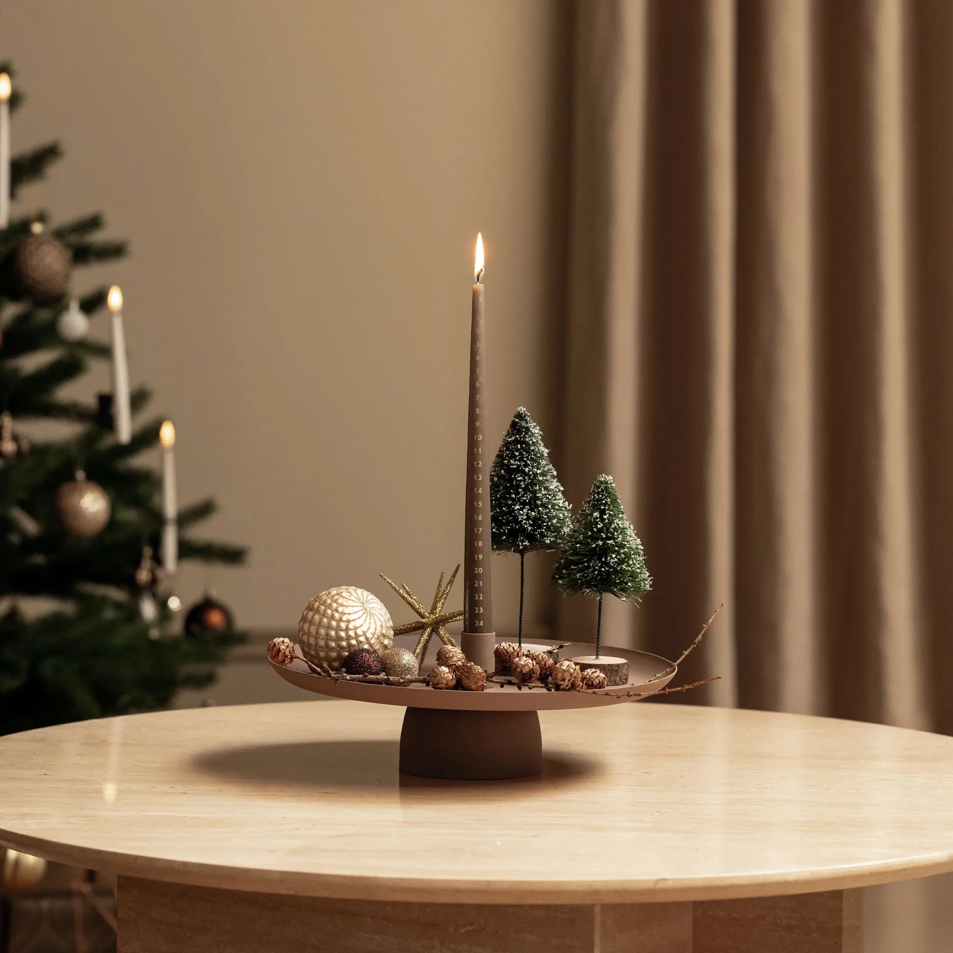 Kalenderlys m. lak og guld print