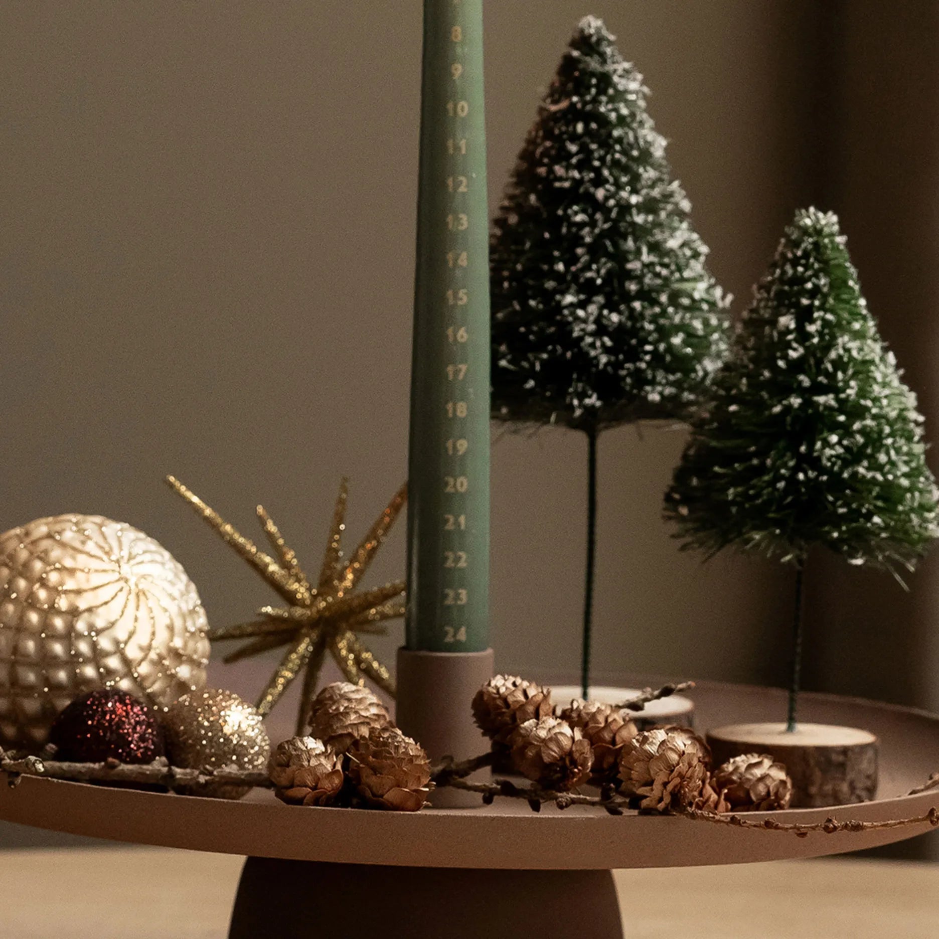 Kalenderlys m. lak og guld print