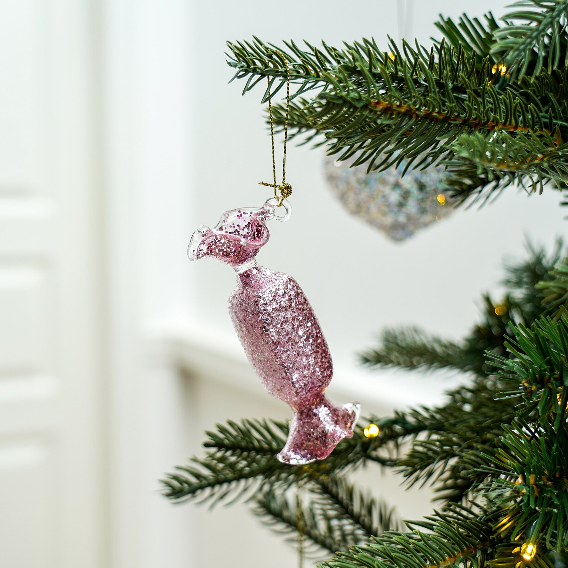 Slik julekugle m. glimmer