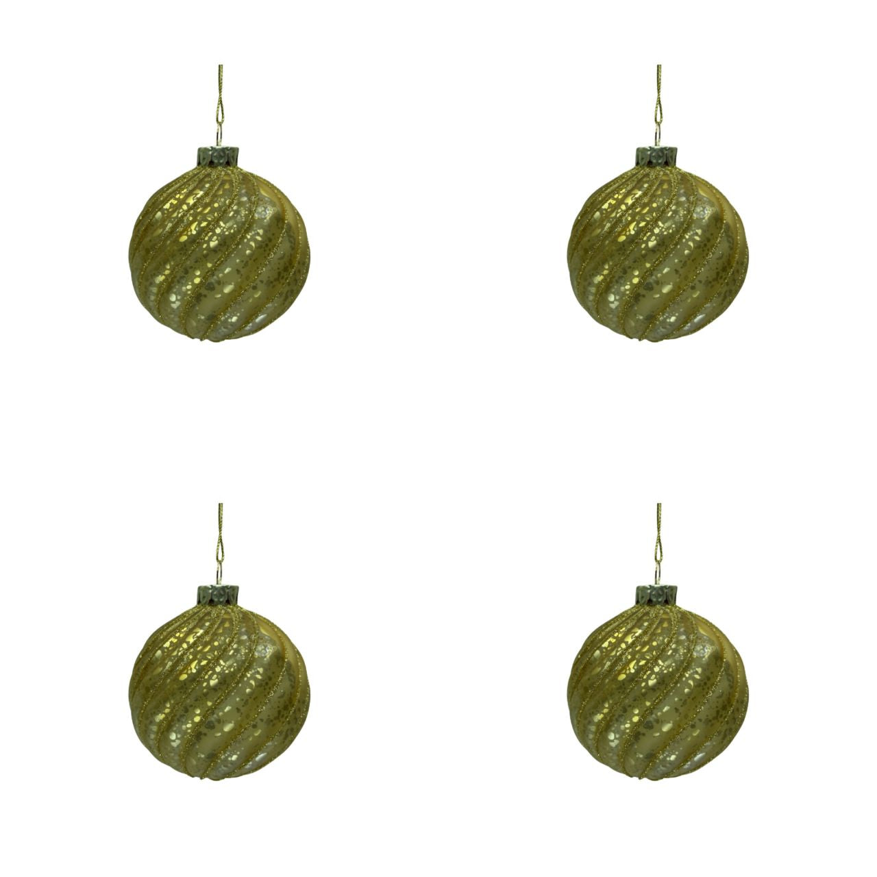 Julekugle m. swirls, 4 stk.
