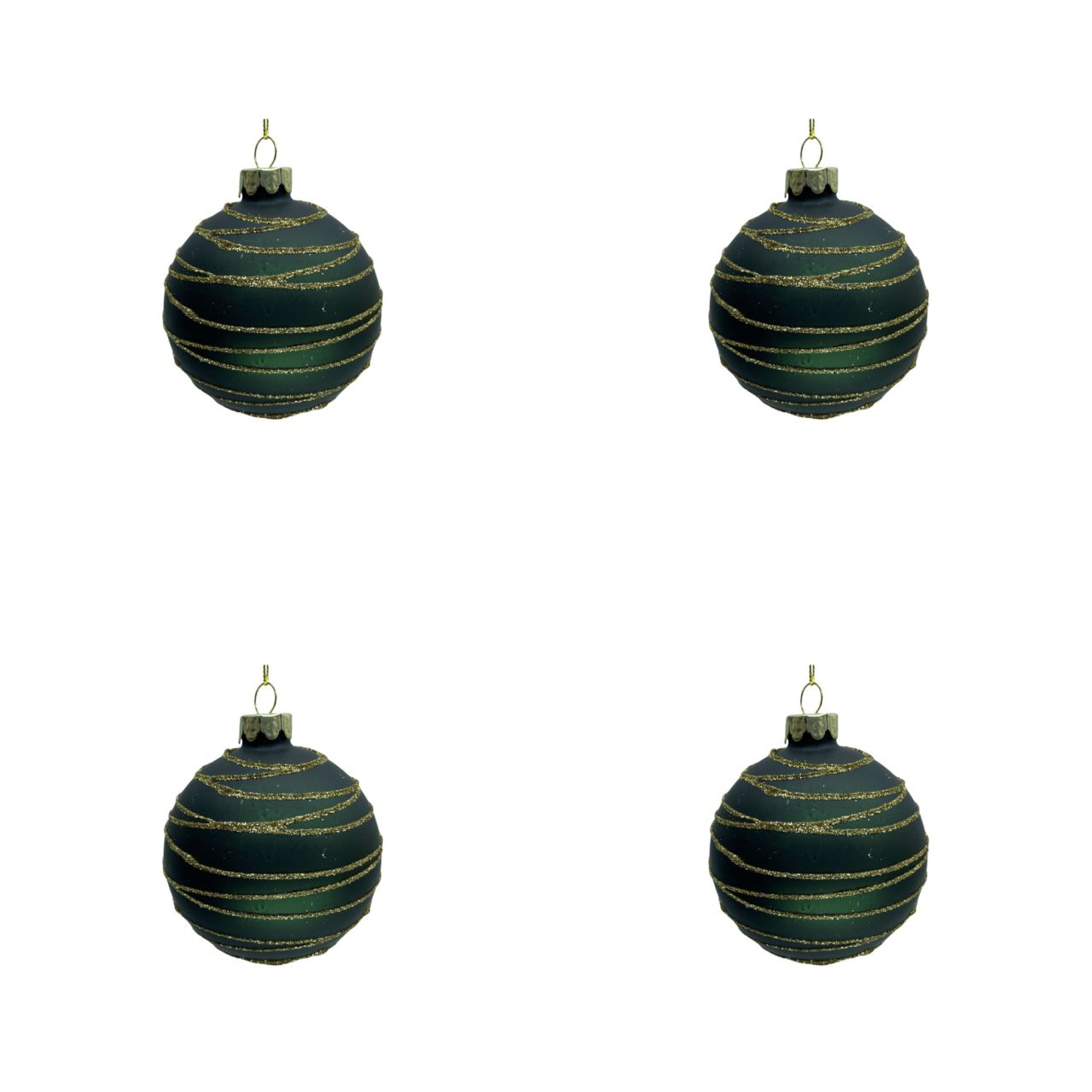Julekugle m. vandrette streger 4 stk.