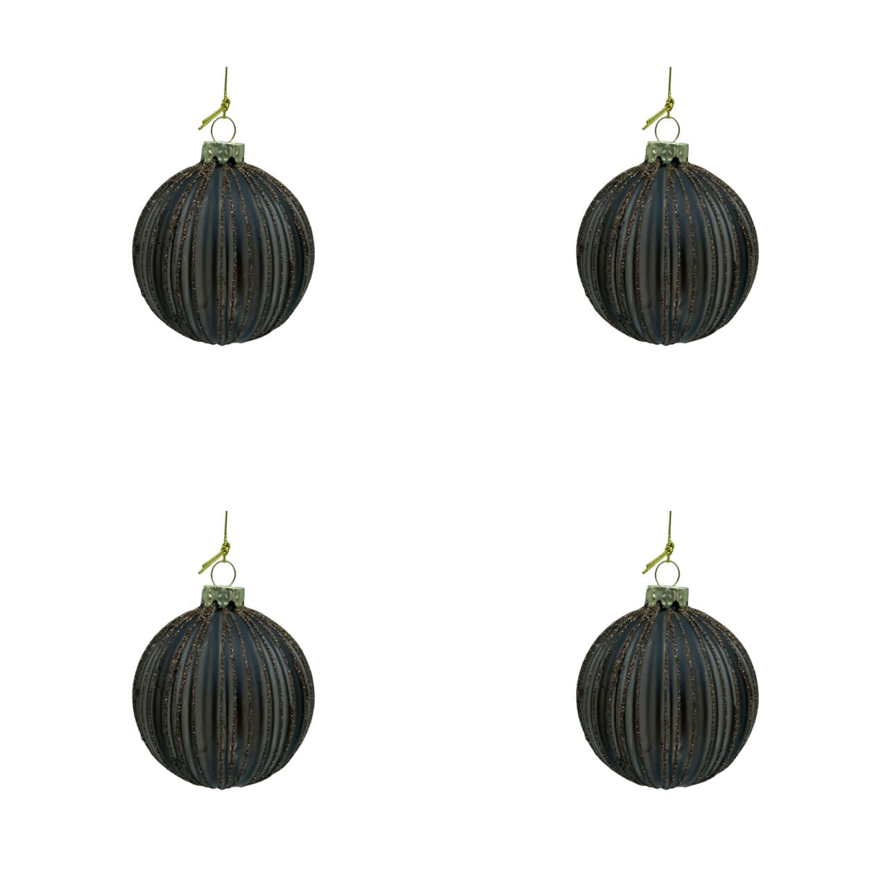 Julekugle m/lodrette streger 4 stk.