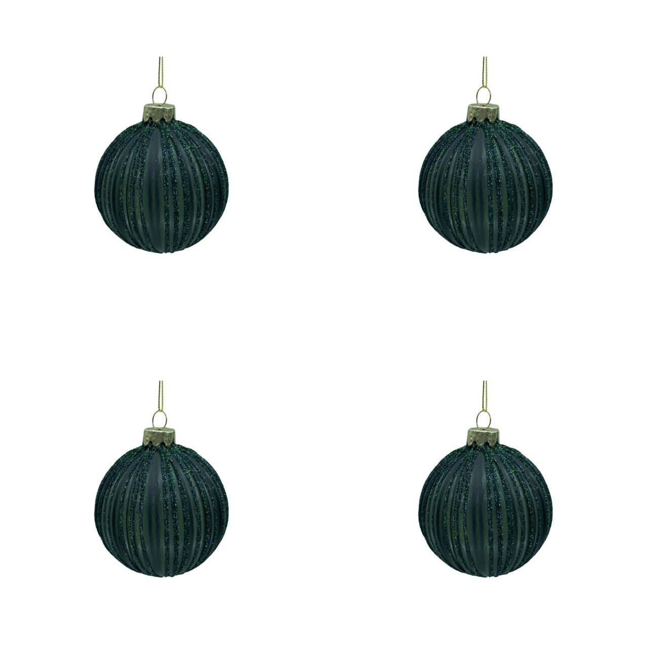 Julekugle m/lodrette streger 4 stk.