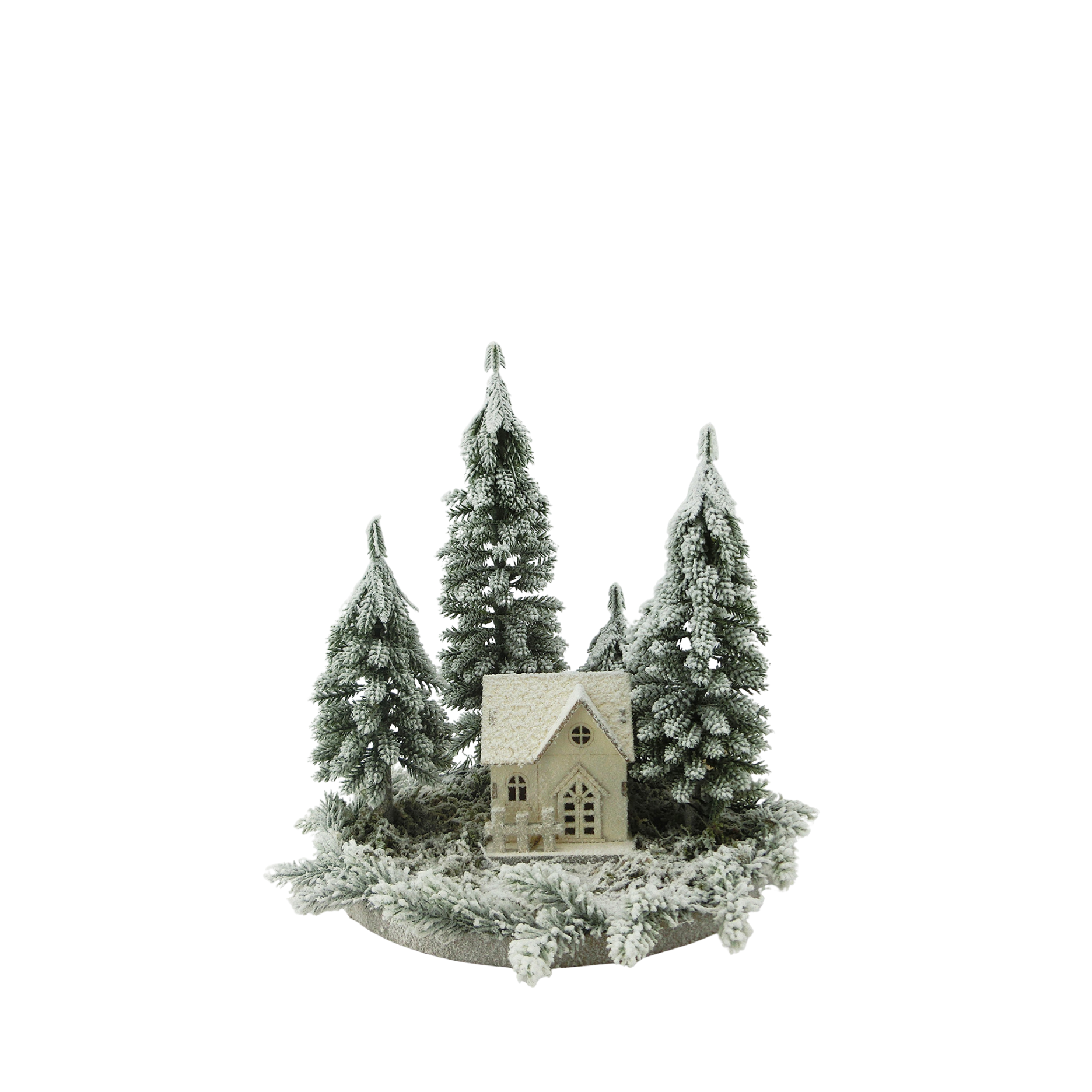 Skovly dekoration m. hus i skov