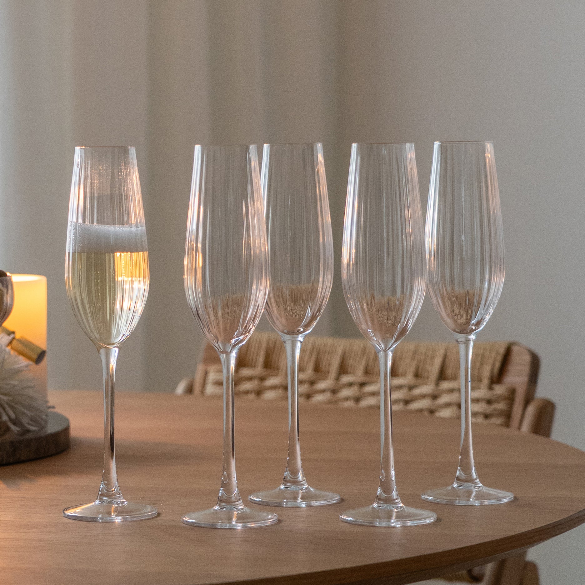 Rille champagneglas 2 stk