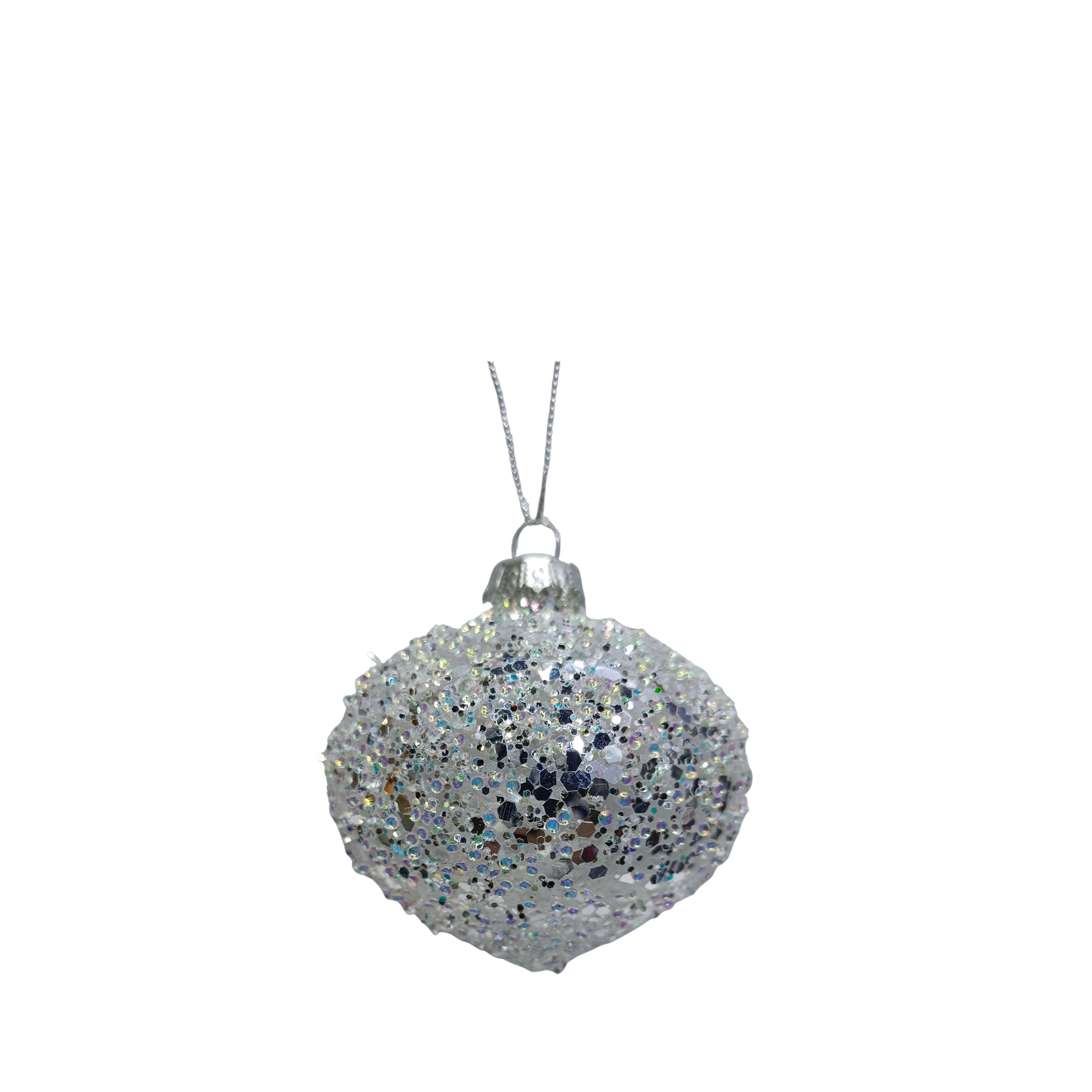 Glasskugle m.regnbue glitter