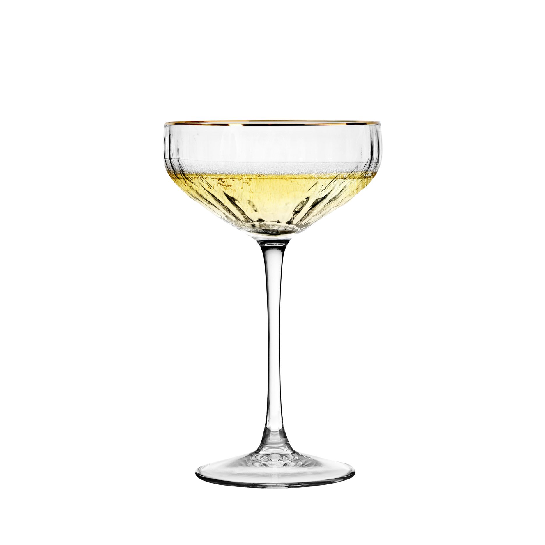 Rille champagneskåle m .guldkant - 2 stk.