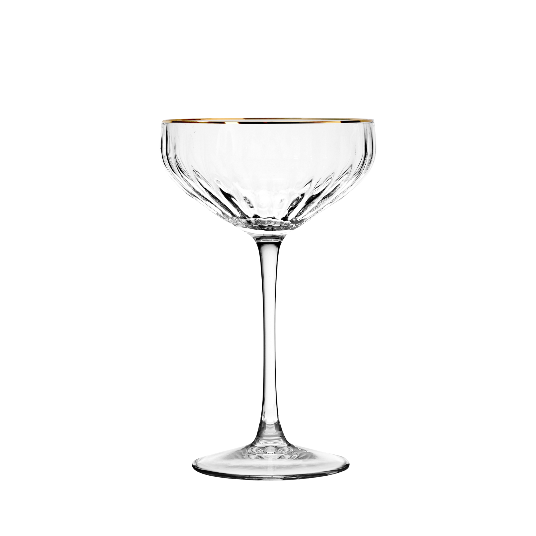 Rille champagneskåle m .guldkant - 2 stk.