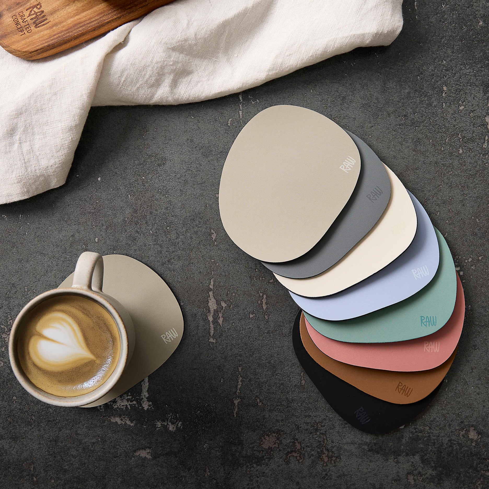 RAW coaster soft surface grey