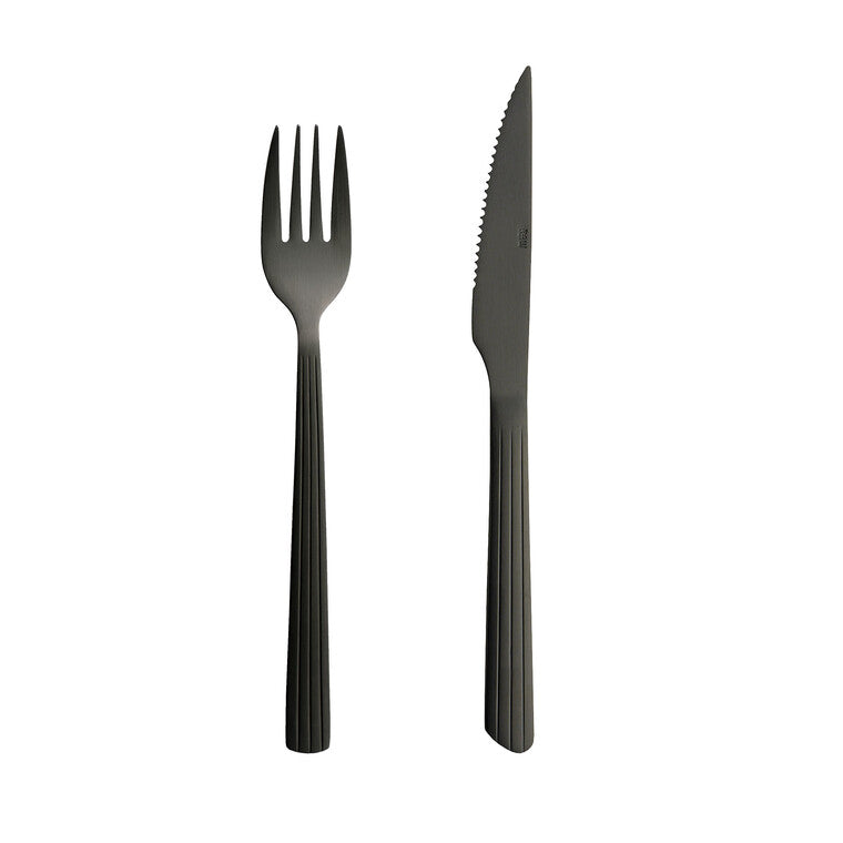 RAW steaksæt 8 dele mat sortfarvet