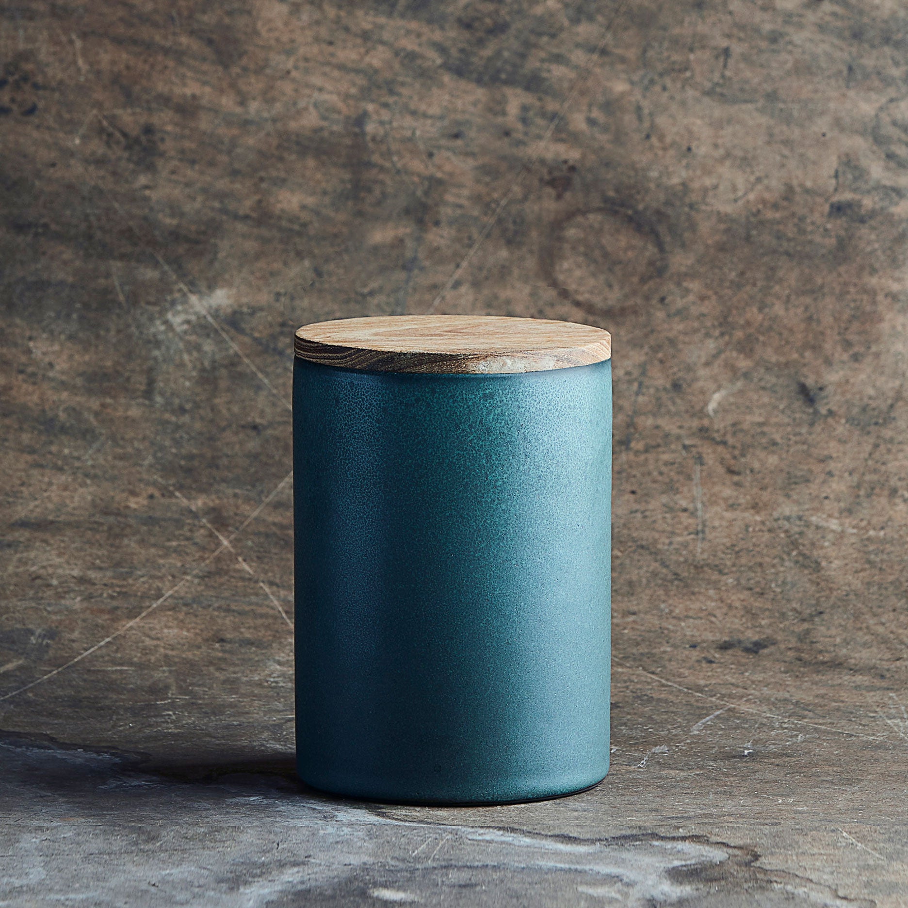 RAW krukke med teaklåg northern green