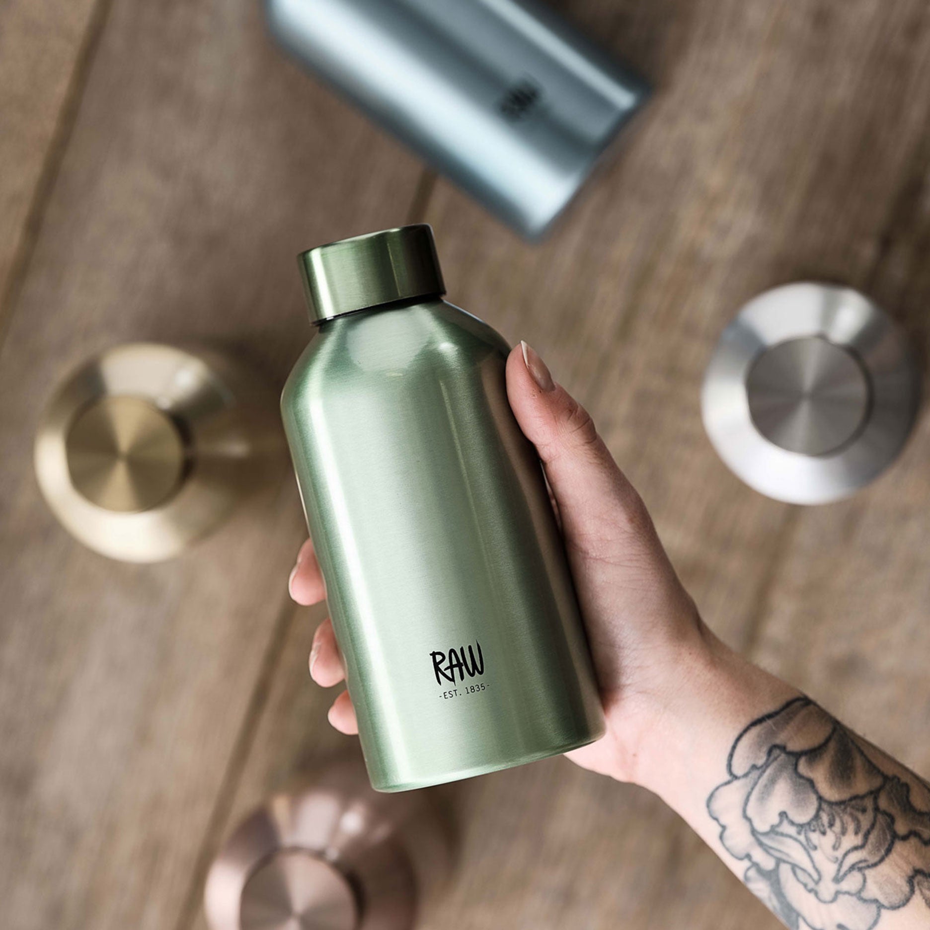 RAW To go aluflaske 0,5 L green