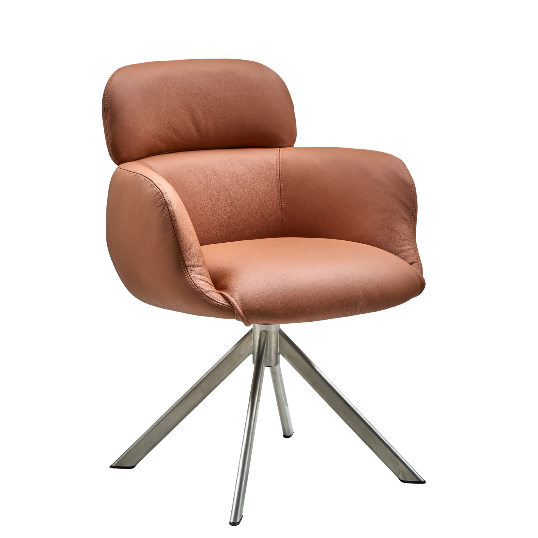 Sumo spisebordsstol - læder m. drejeben (stainless steel)