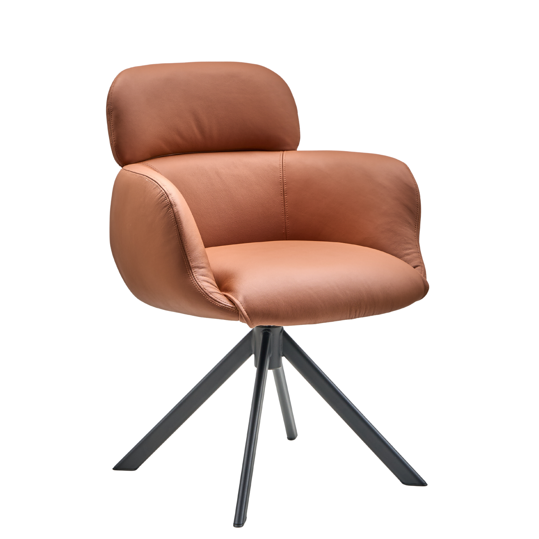 Sumo spisebordsstol - læder m. drejeben (sort)