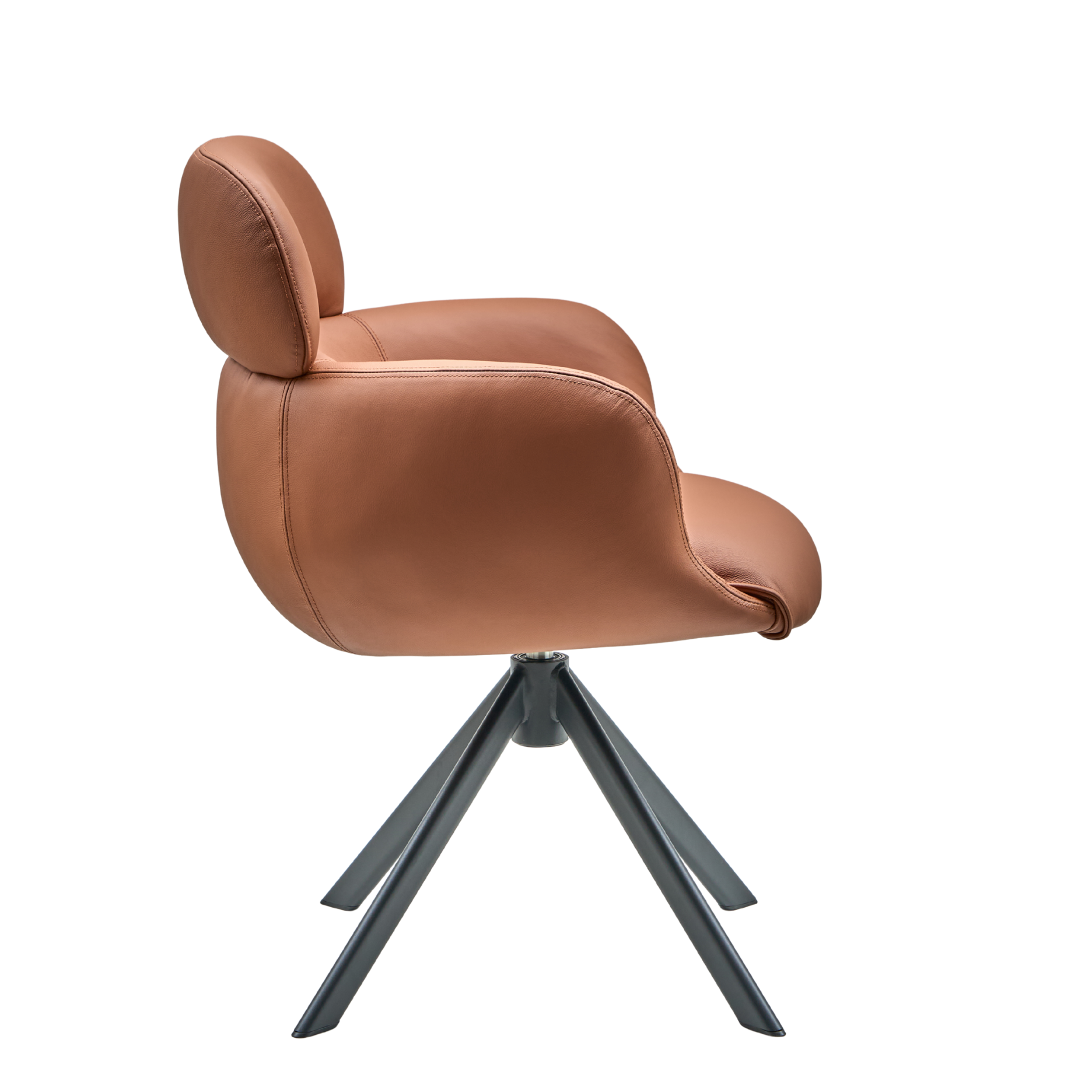 Sumo spisebordsstol - læder m. drejeben (sort)