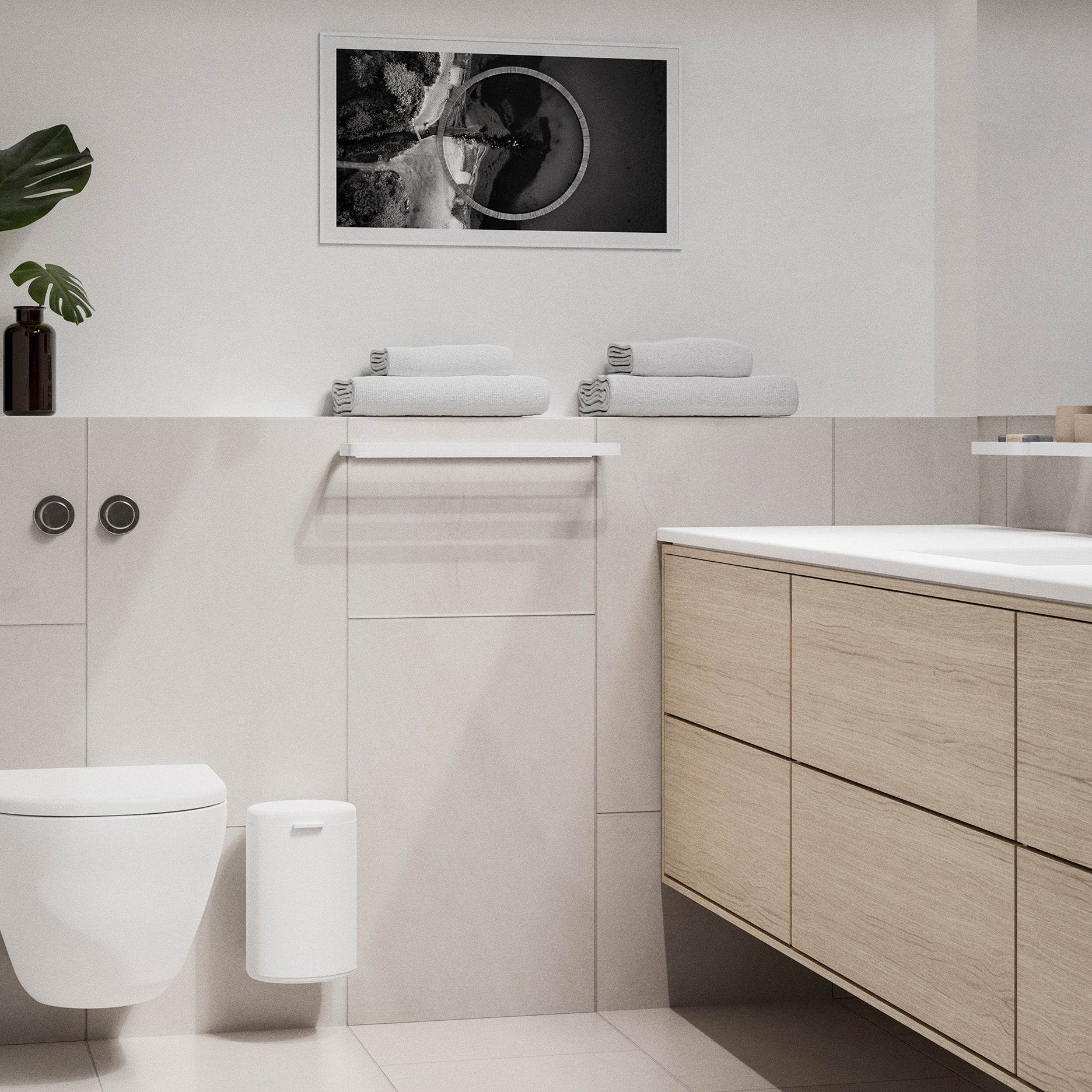 Rim håndklædeholder t/væg enkelt hvid