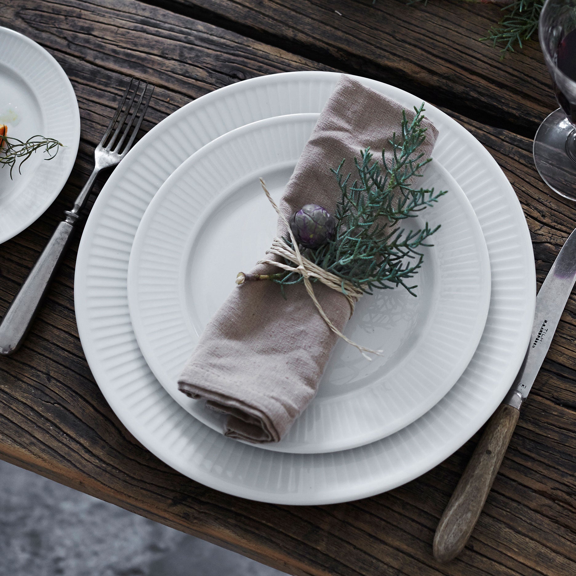 Plissé tallerken flad Ø26 cm hvid