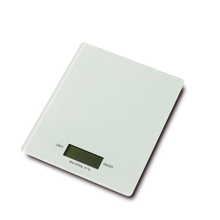 Køkkenvægt glas hvid 5kg/1g.