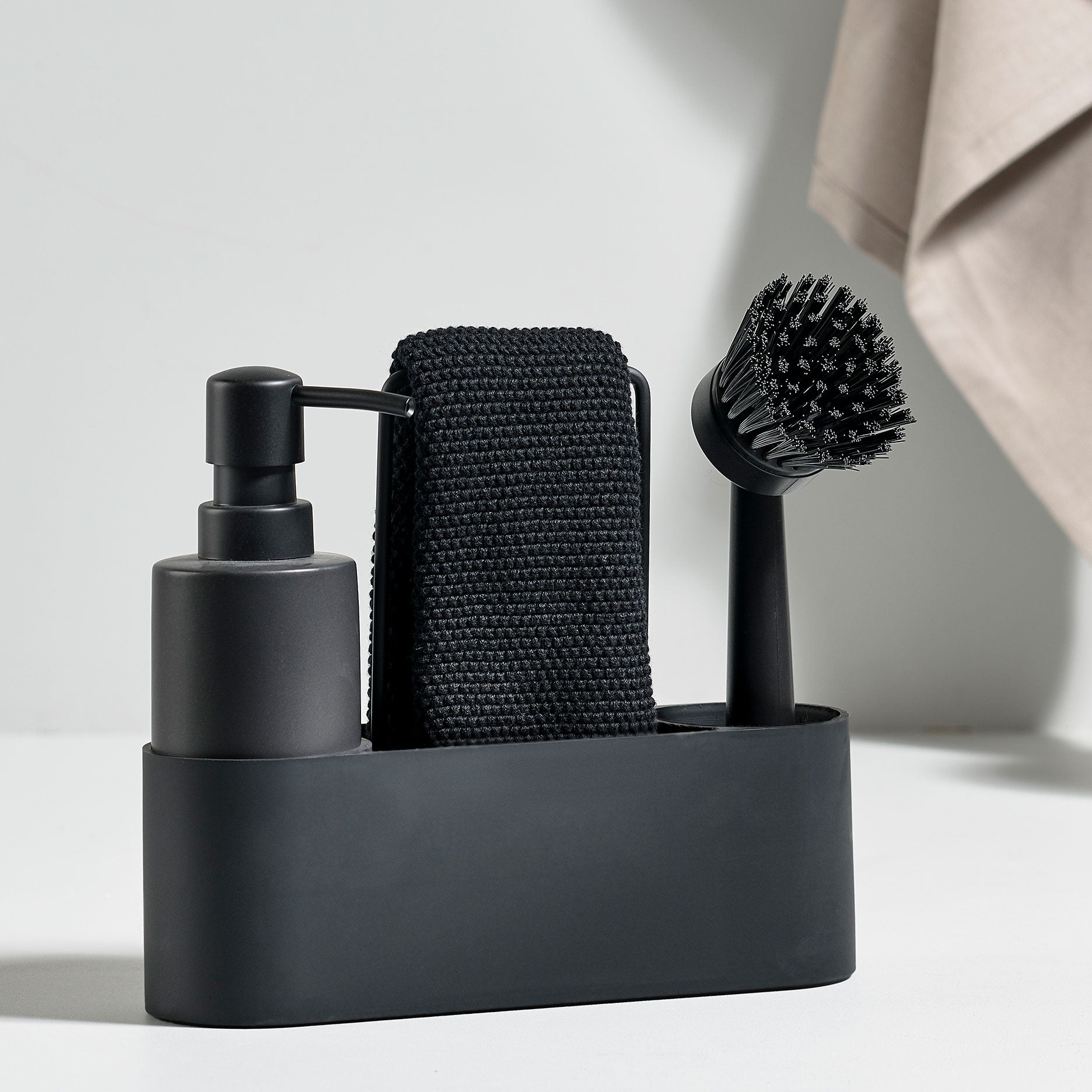 Singles opvaskesæt 4 dele sort