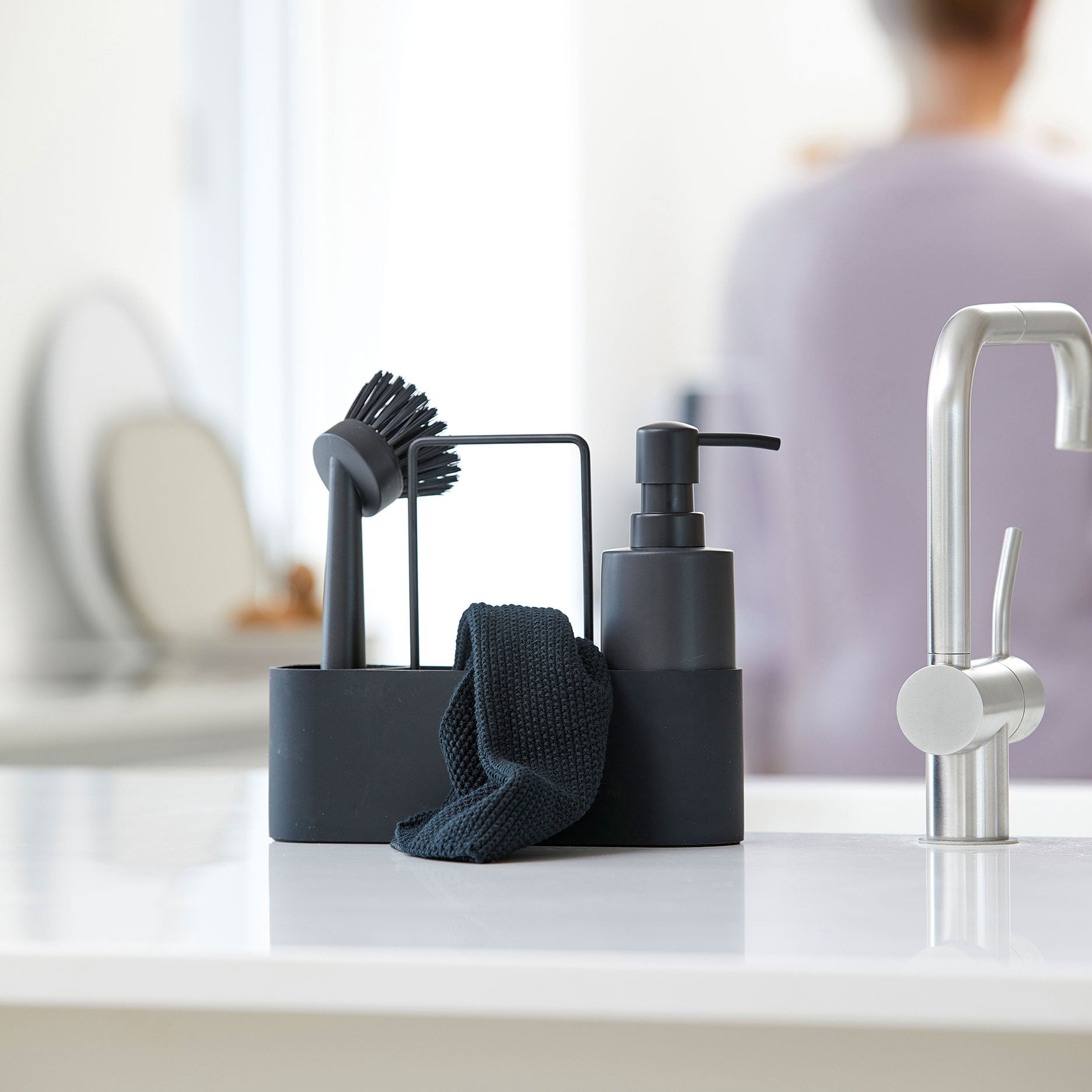 Singles opvaskesæt 4 dele sort