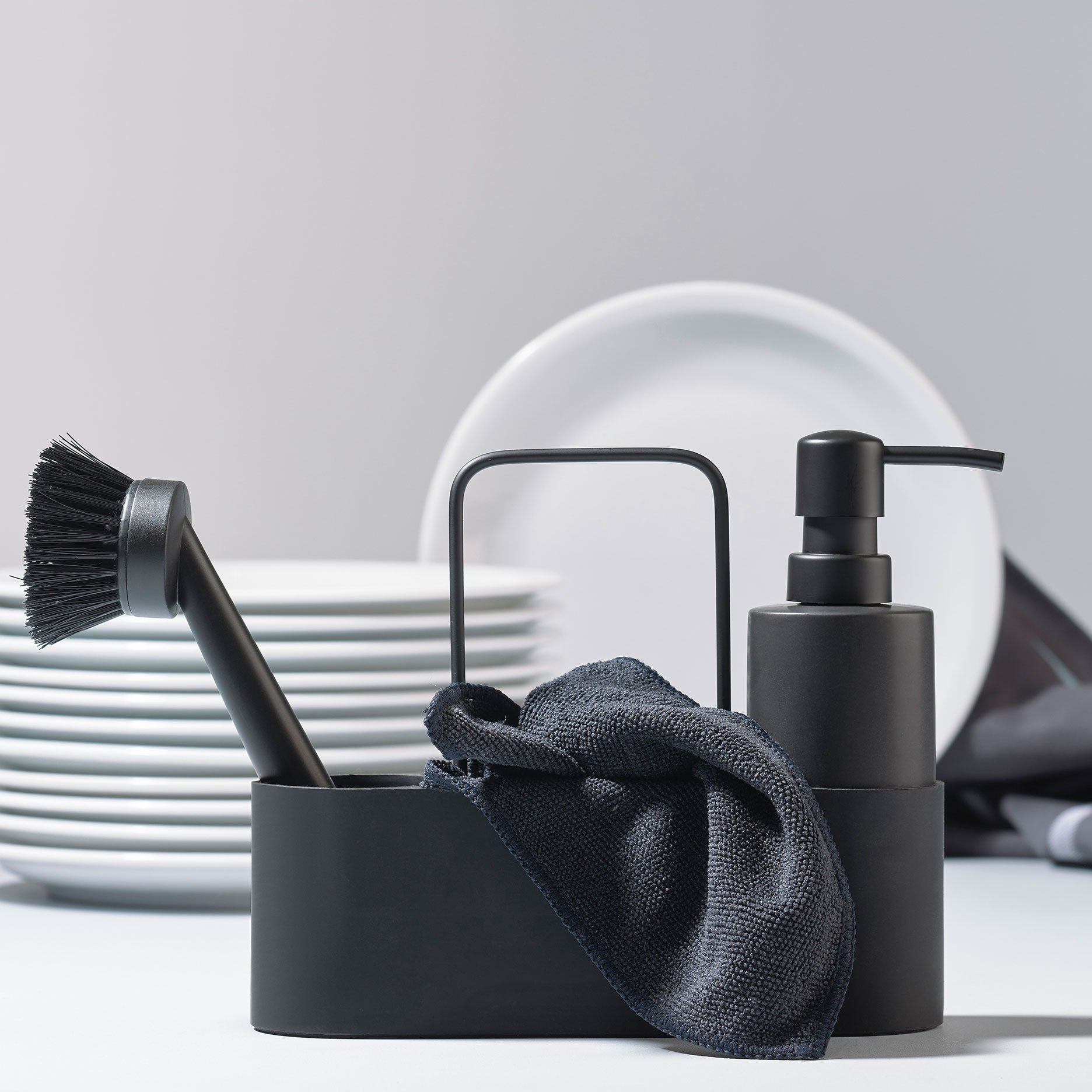 Singles opvaskesæt 4 dele sort