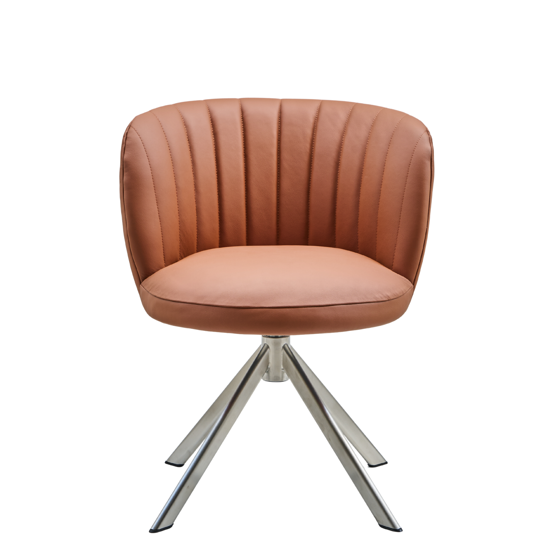 Shelly II spisebordsstol - læder m. drejeben (stainless steel)