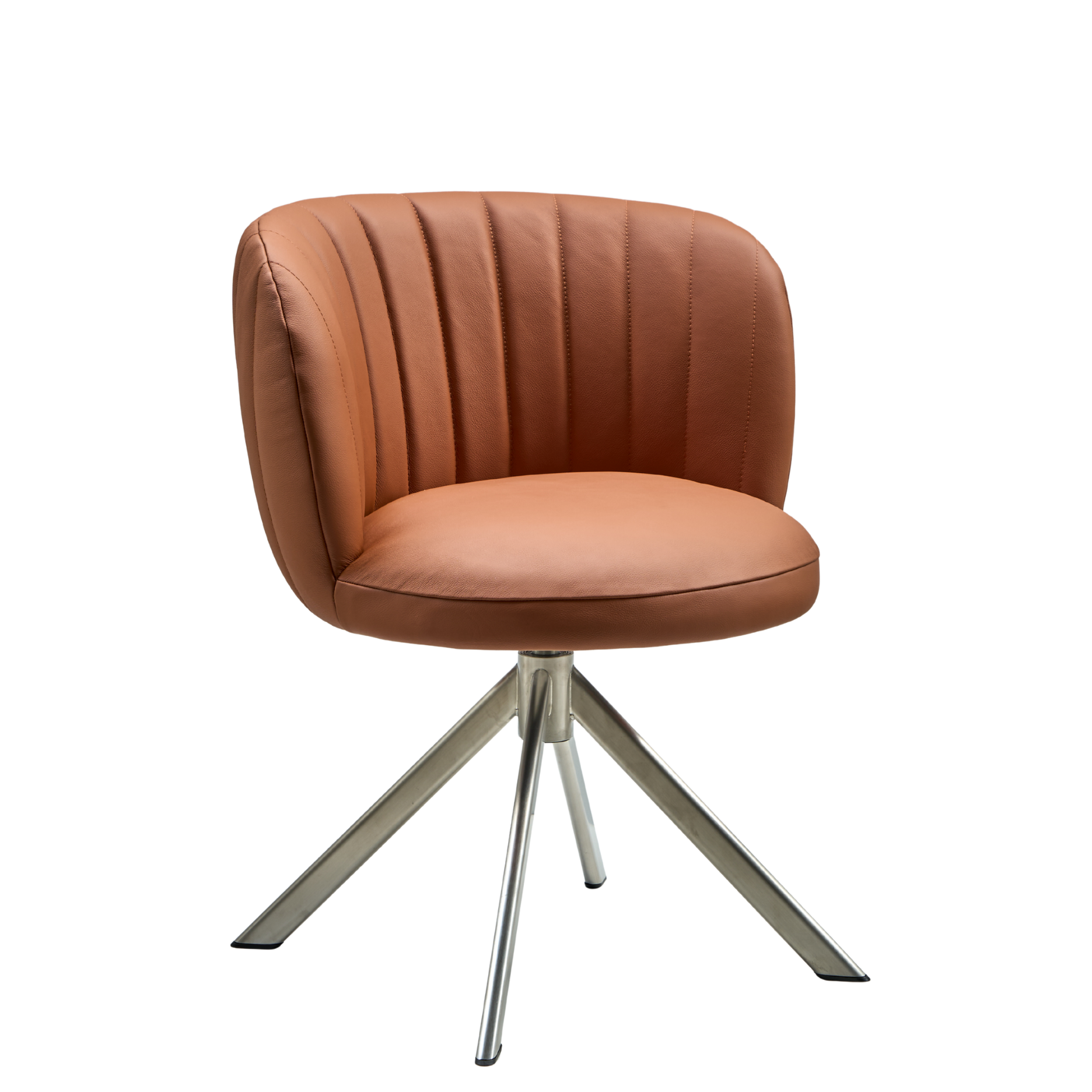 Shelly II spisebordsstol - læder m. drejeben (stainless steel)