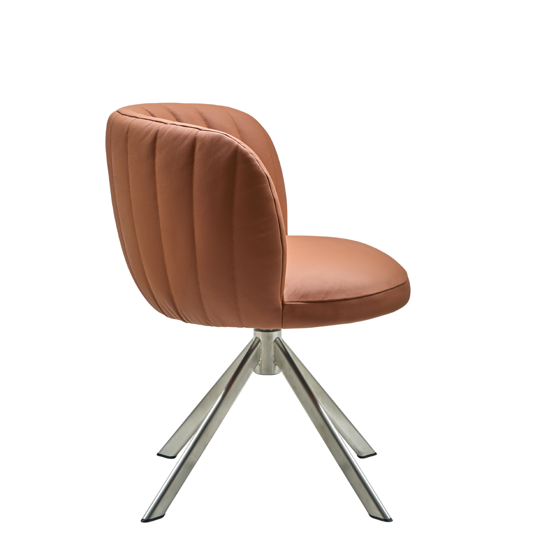 Shelly II spisebordsstol - læder m. drejeben (stainless steel)