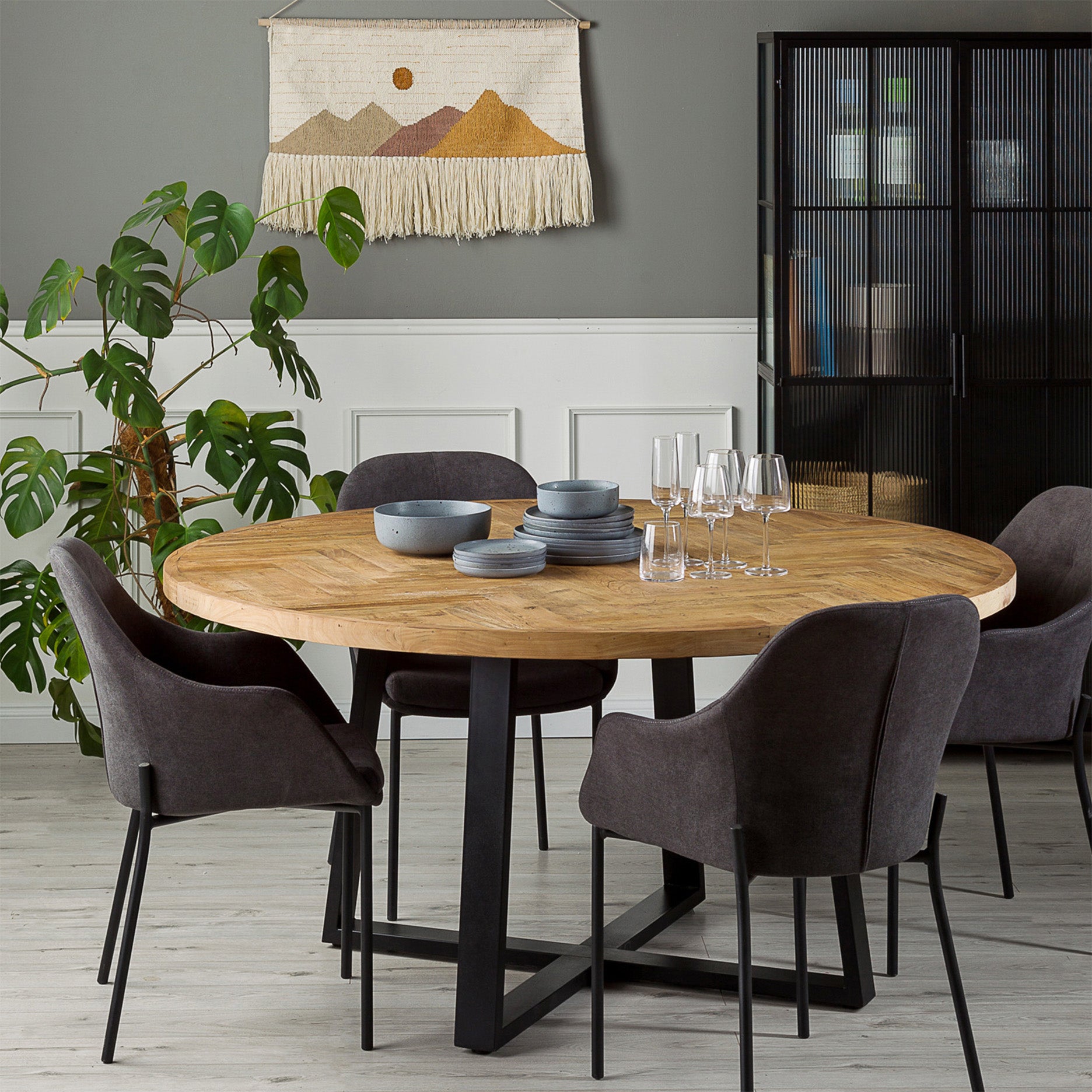 Grow sildebensspisebord, Ø160 cm