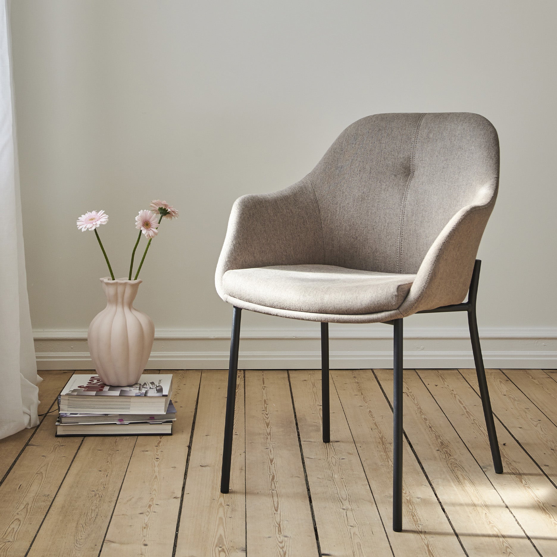 New Age spisebordsstol stof m. faste ben