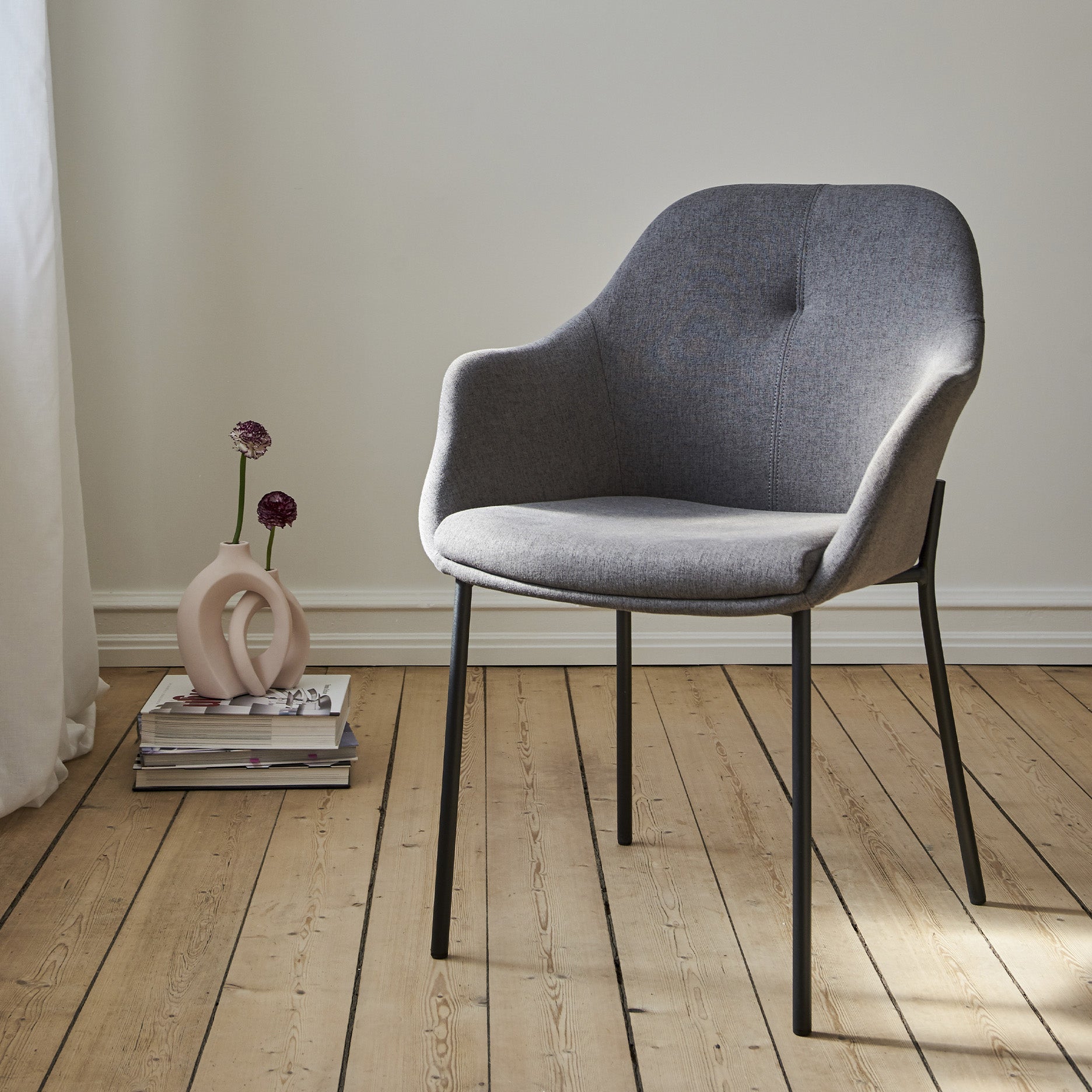 New Age spisebordsstol stof m. faste ben