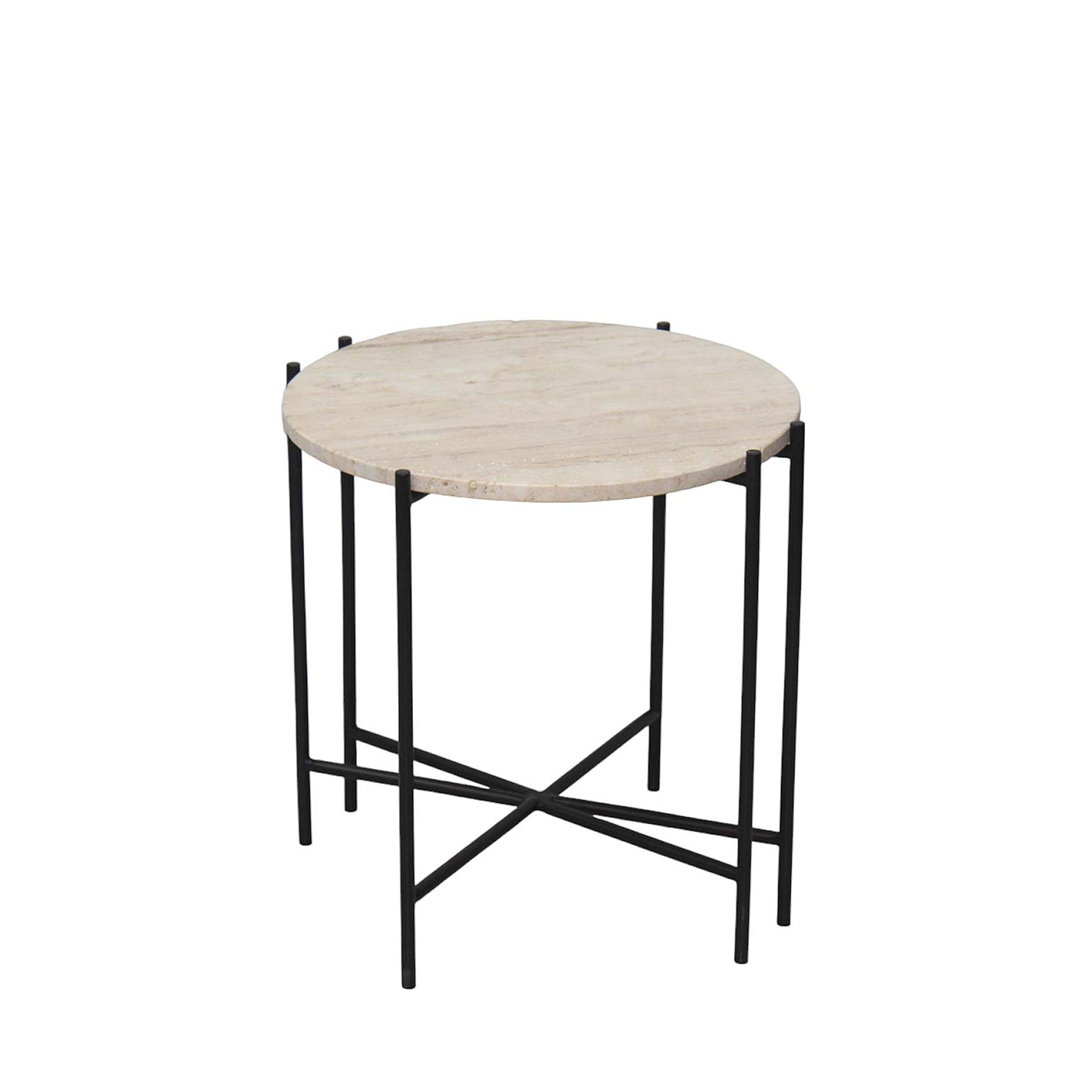 Viola IIII sofabord i travertine Ø45 cm