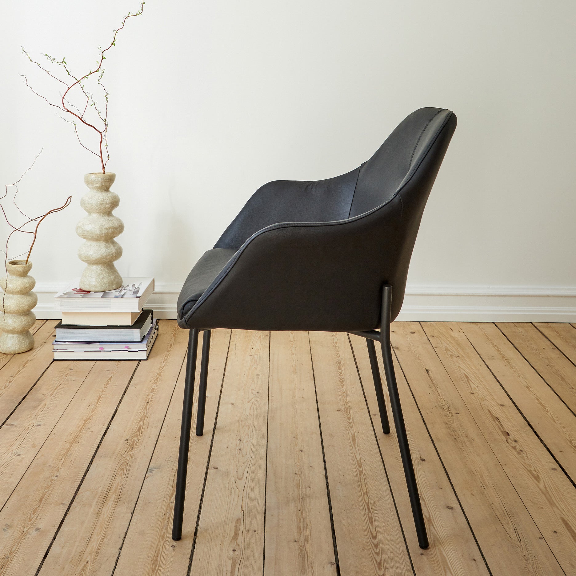 New Age spisebordsstol læder m.fast ben