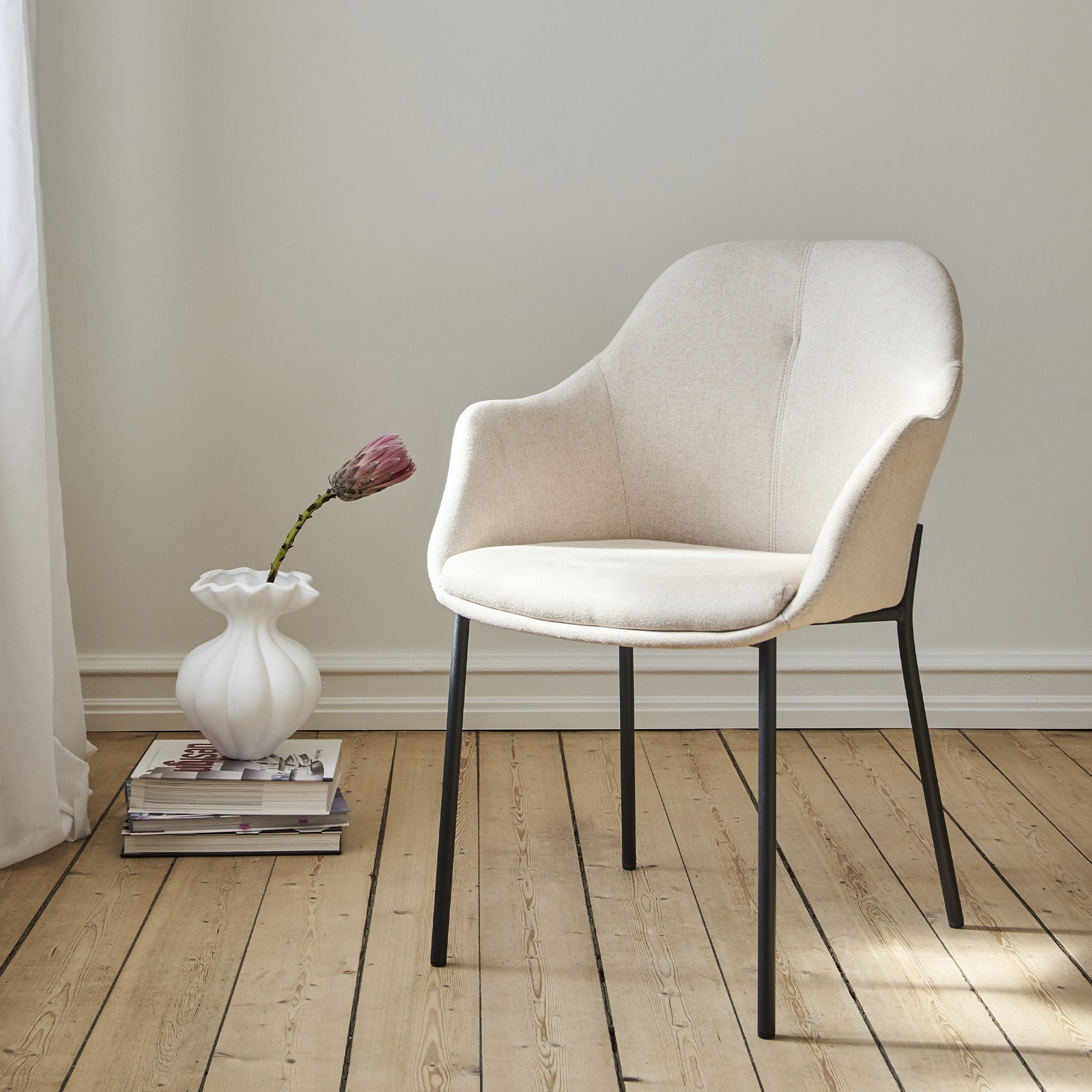 New Age spisebordsstol stof m. faste ben