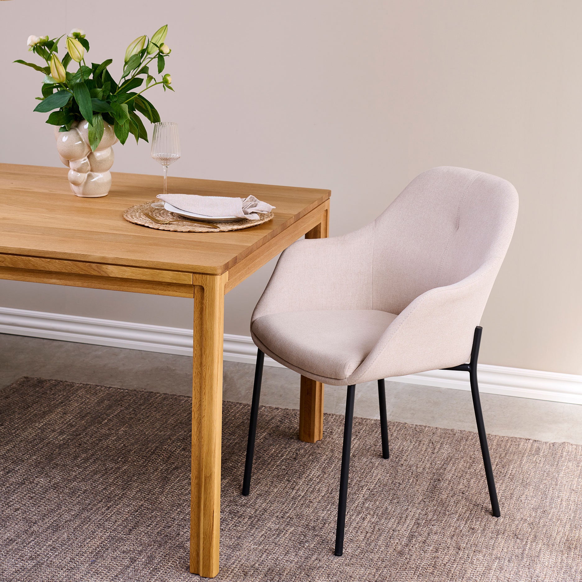 New Age spisebordsstol stof m. faste ben