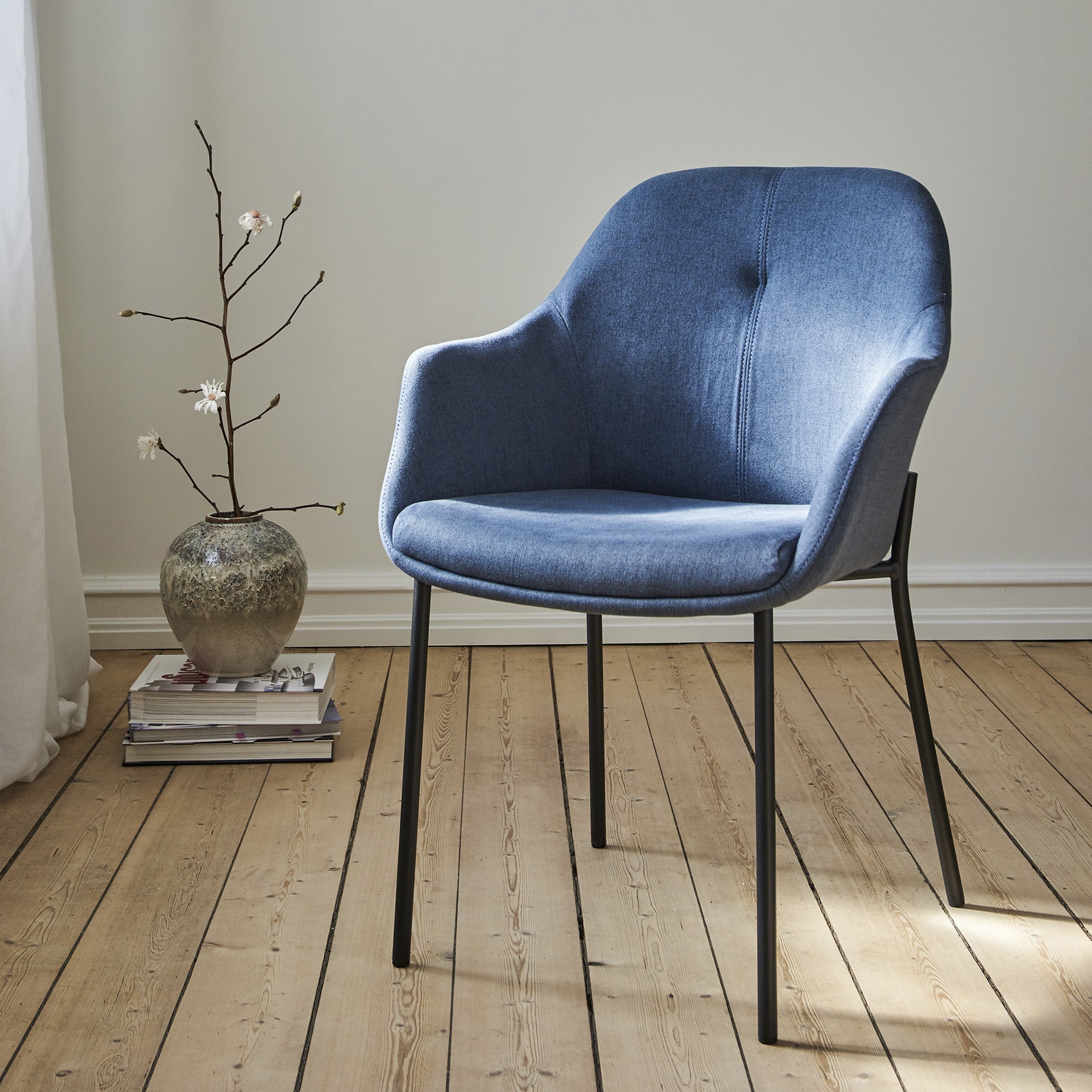 New Age spisebordsstol stof m. faste ben