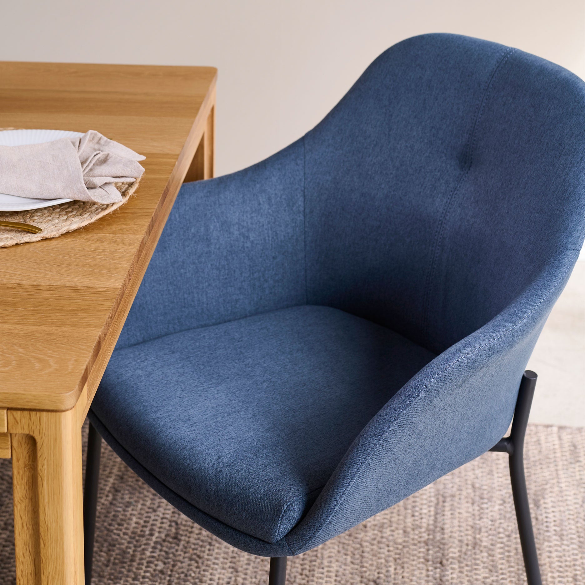 New Age spisebordsstol stof m. faste ben