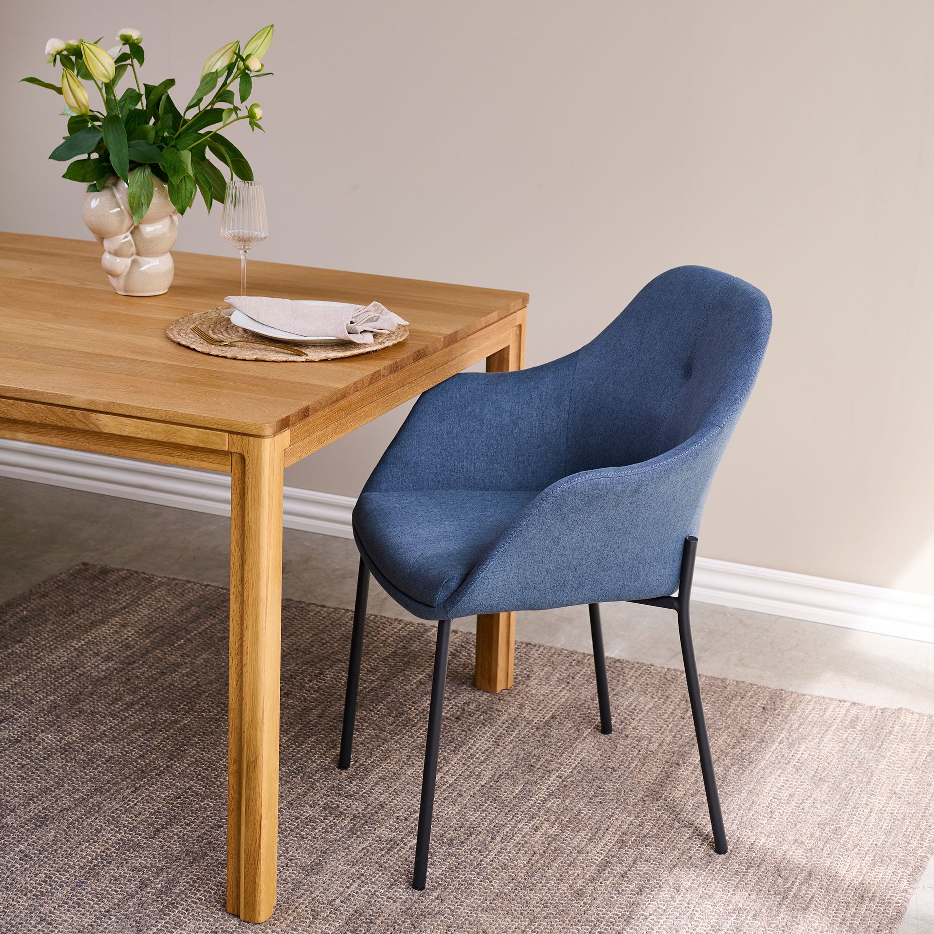 New Age spisebordsstol stof m. faste ben