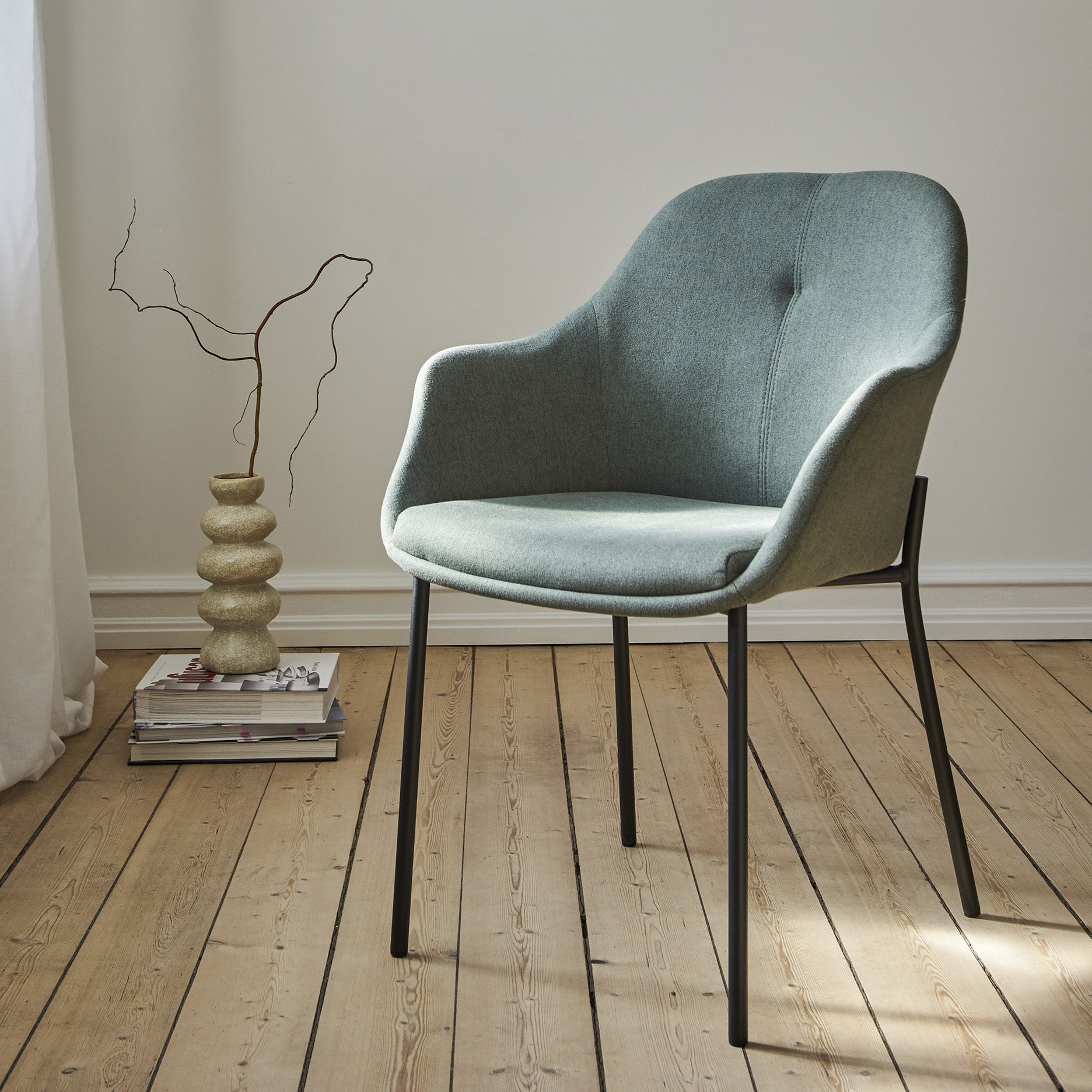 New Age spisebordsstol stof m. faste ben