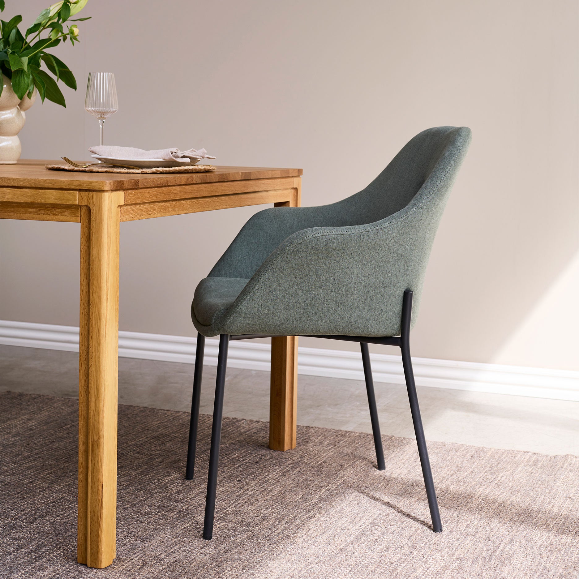 New Age spisebordsstol stof m. faste ben