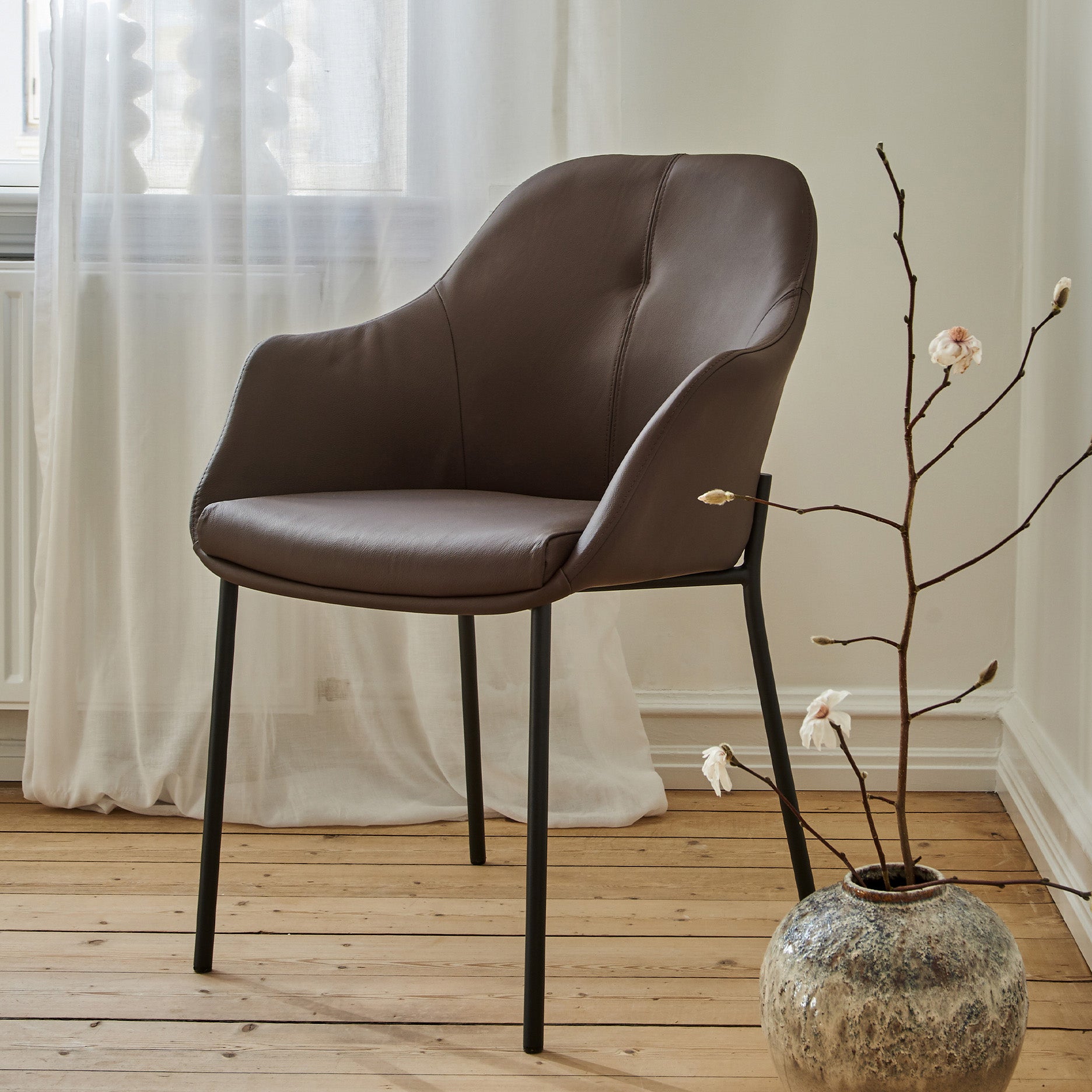 New Age spisebordsstol læder m.fast ben