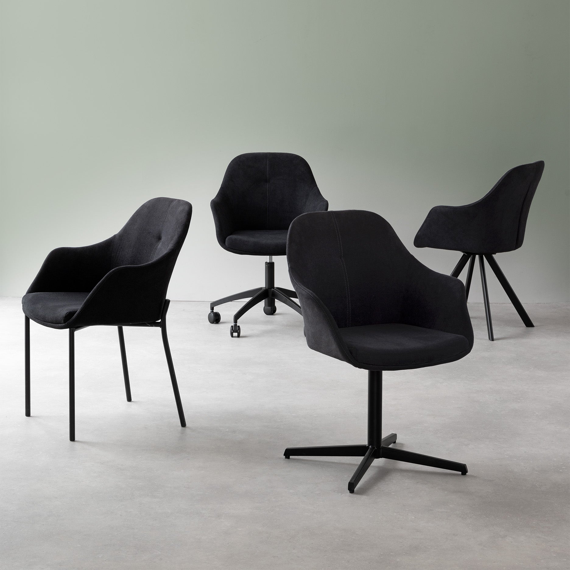 New Age sort stof m. kontorben