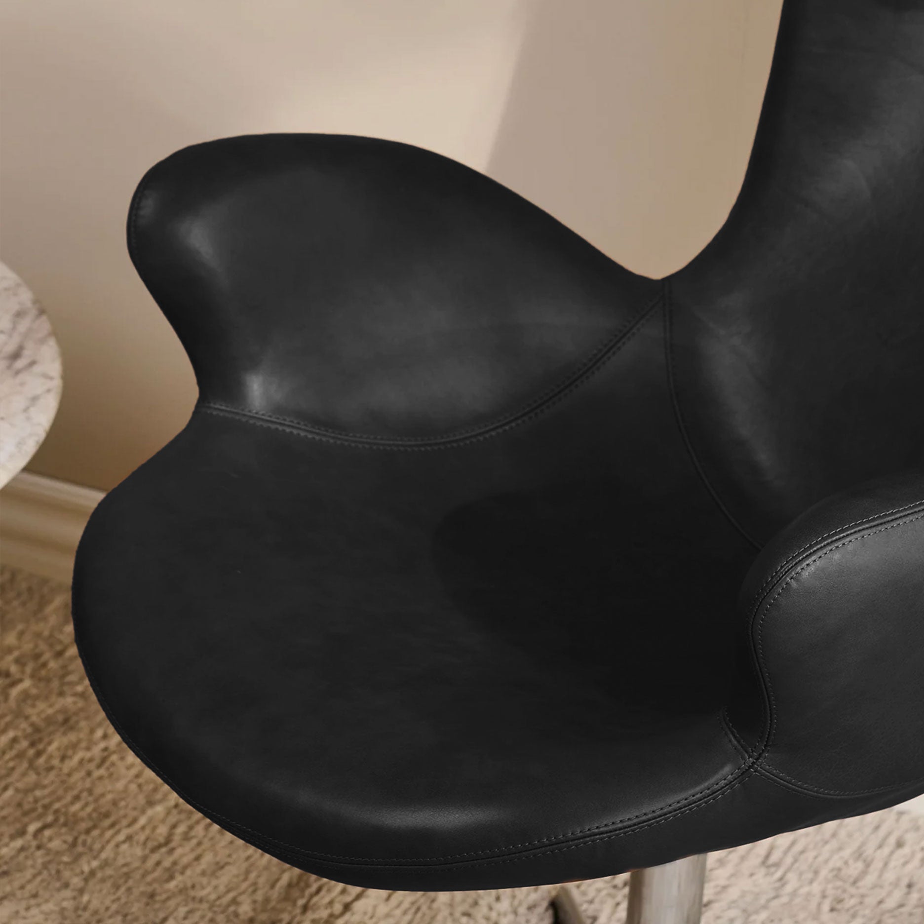 Victor loungestol læder m. chrome drejesokkel