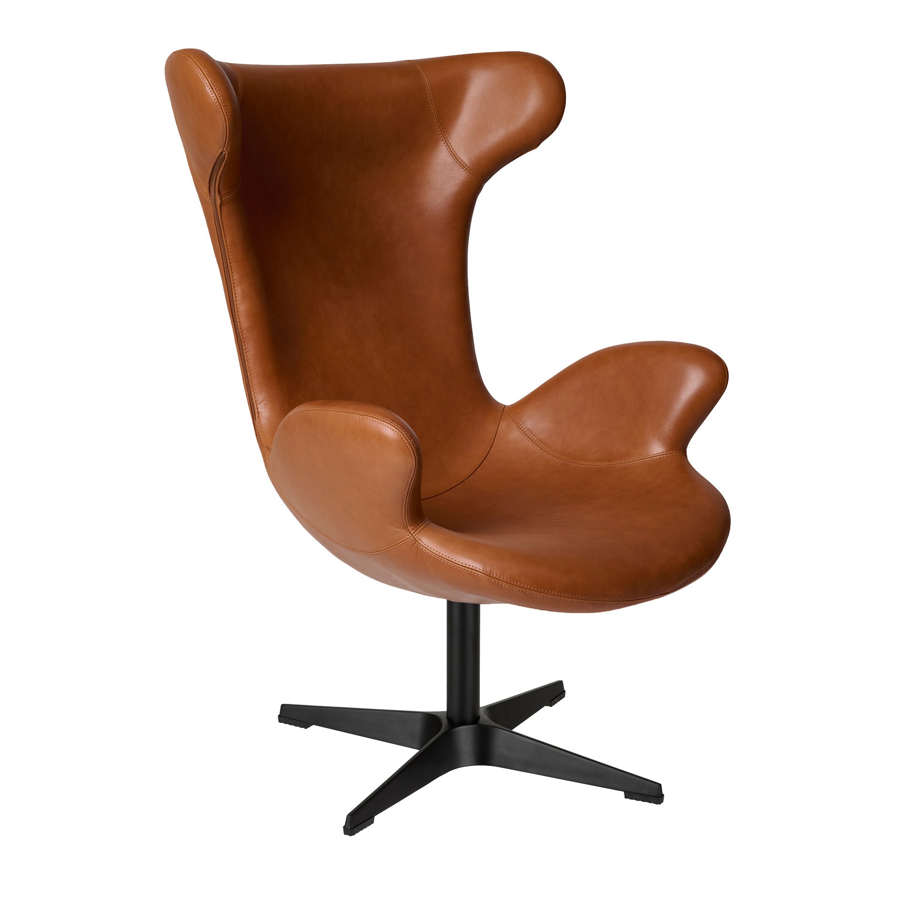 Victor loungestol læder m. sort drejesokkel