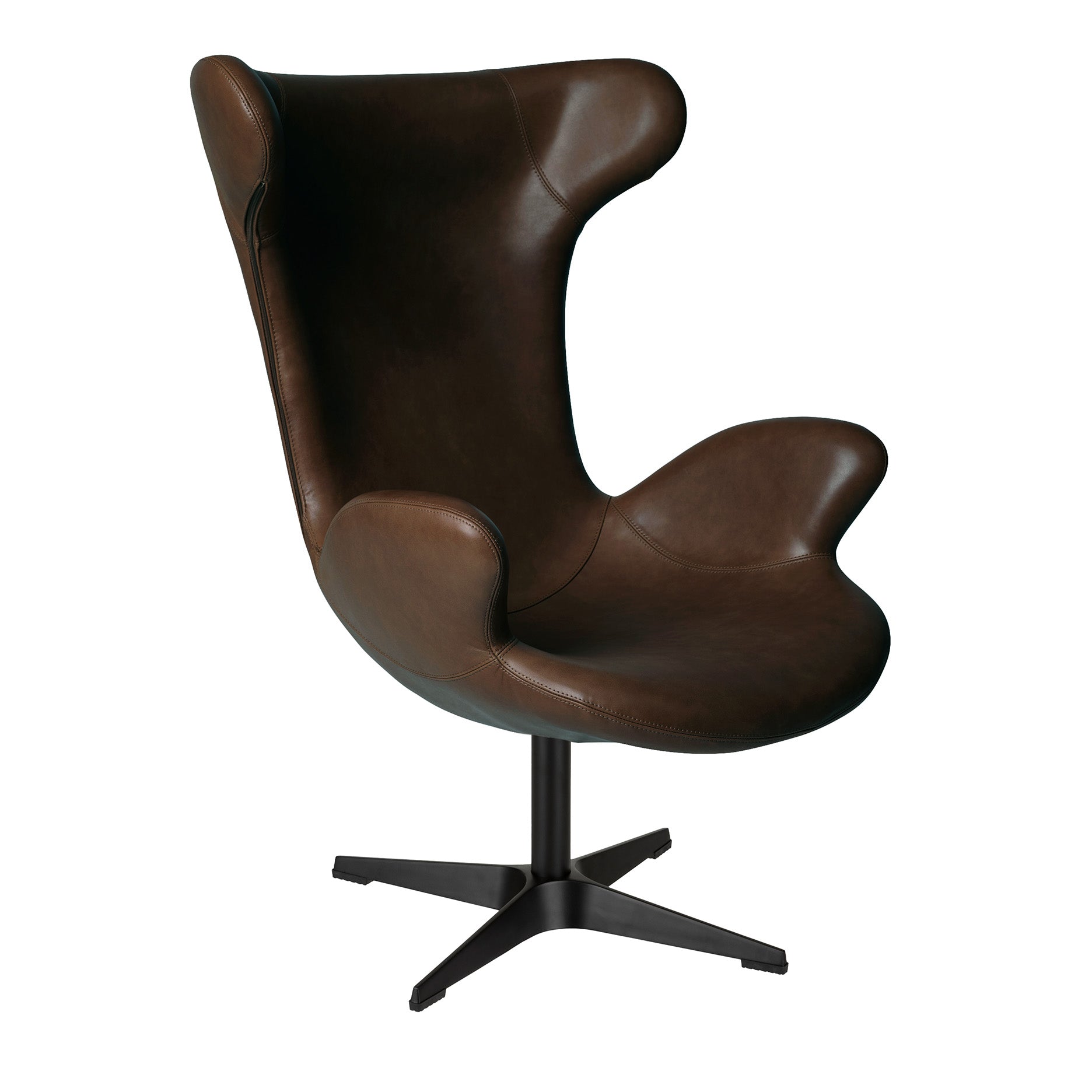 Victor loungestol læder m. sort drejesokkel