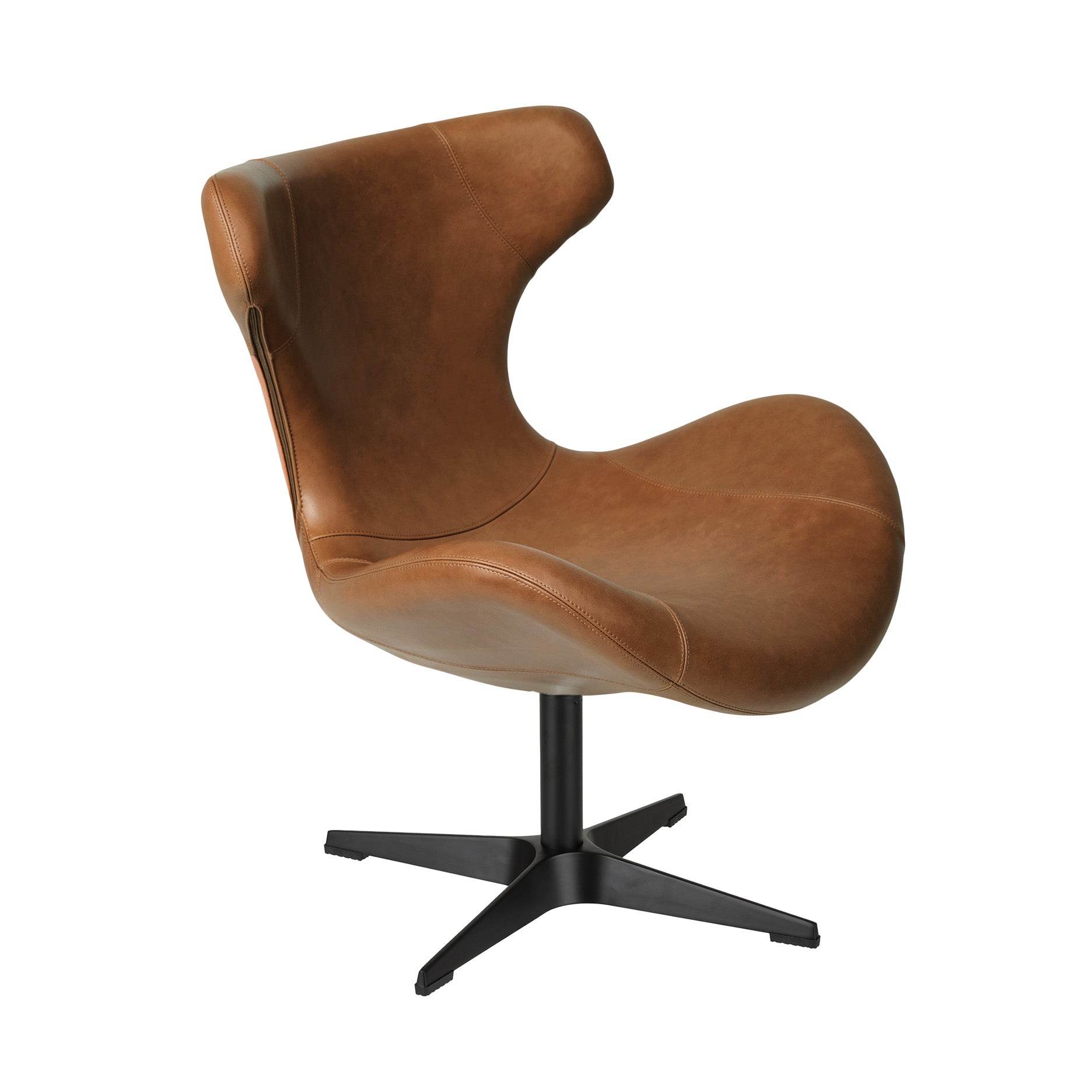 Kato loungestol læder m. sort drejesokkel