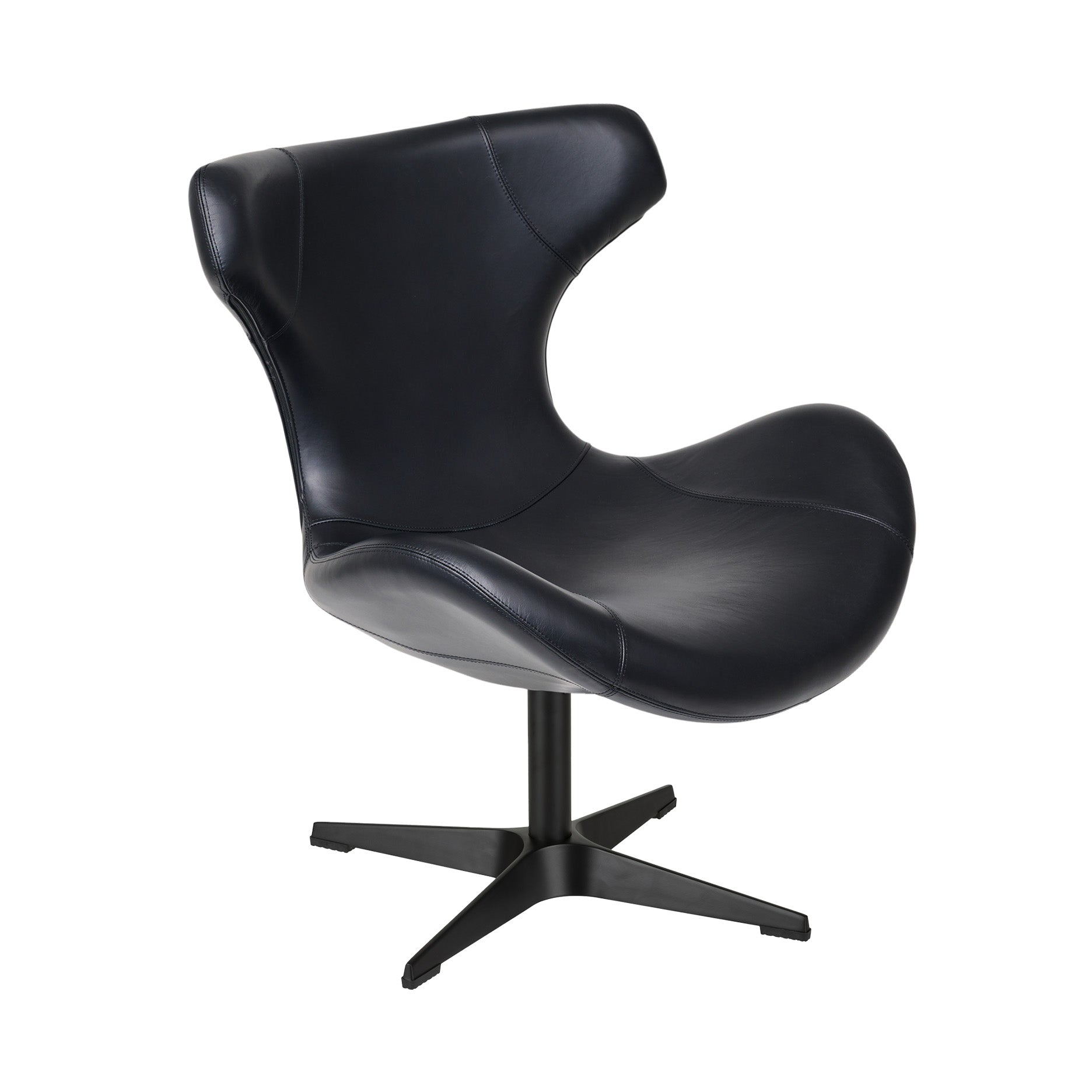 Kato loungestol læder m. sort drejesokkel