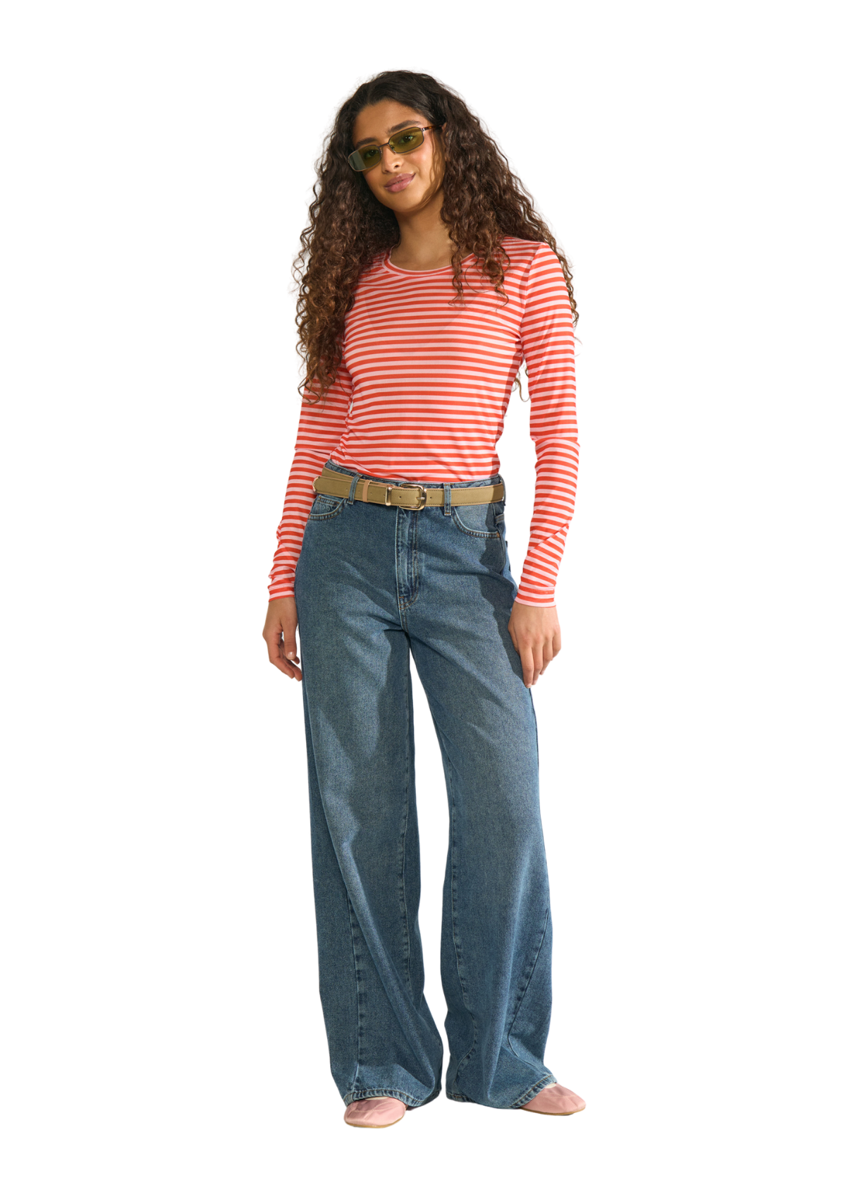 NUSine Stribet Mesh Bluse