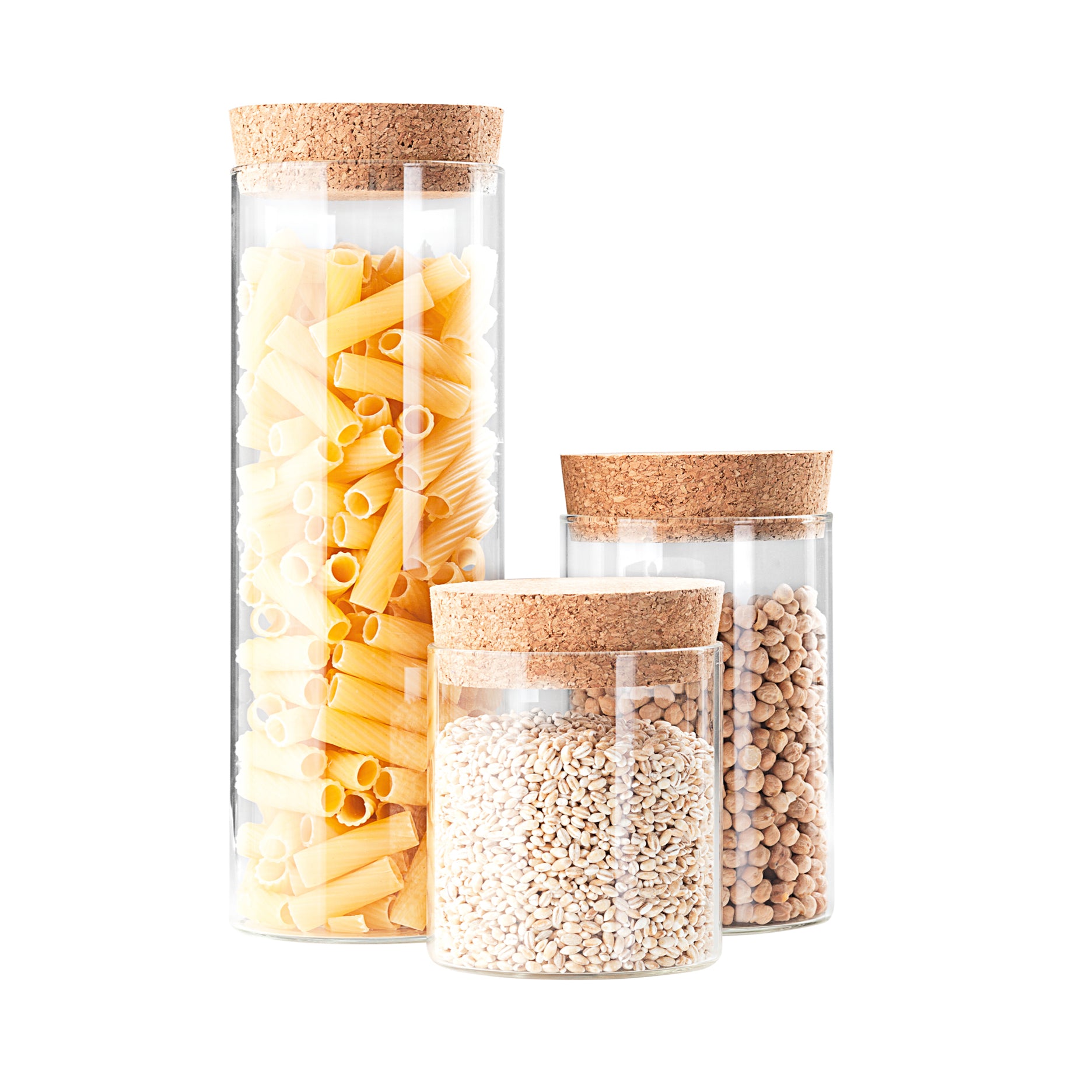 Opbevaringskrukker i glas, sæt af 3 stk.