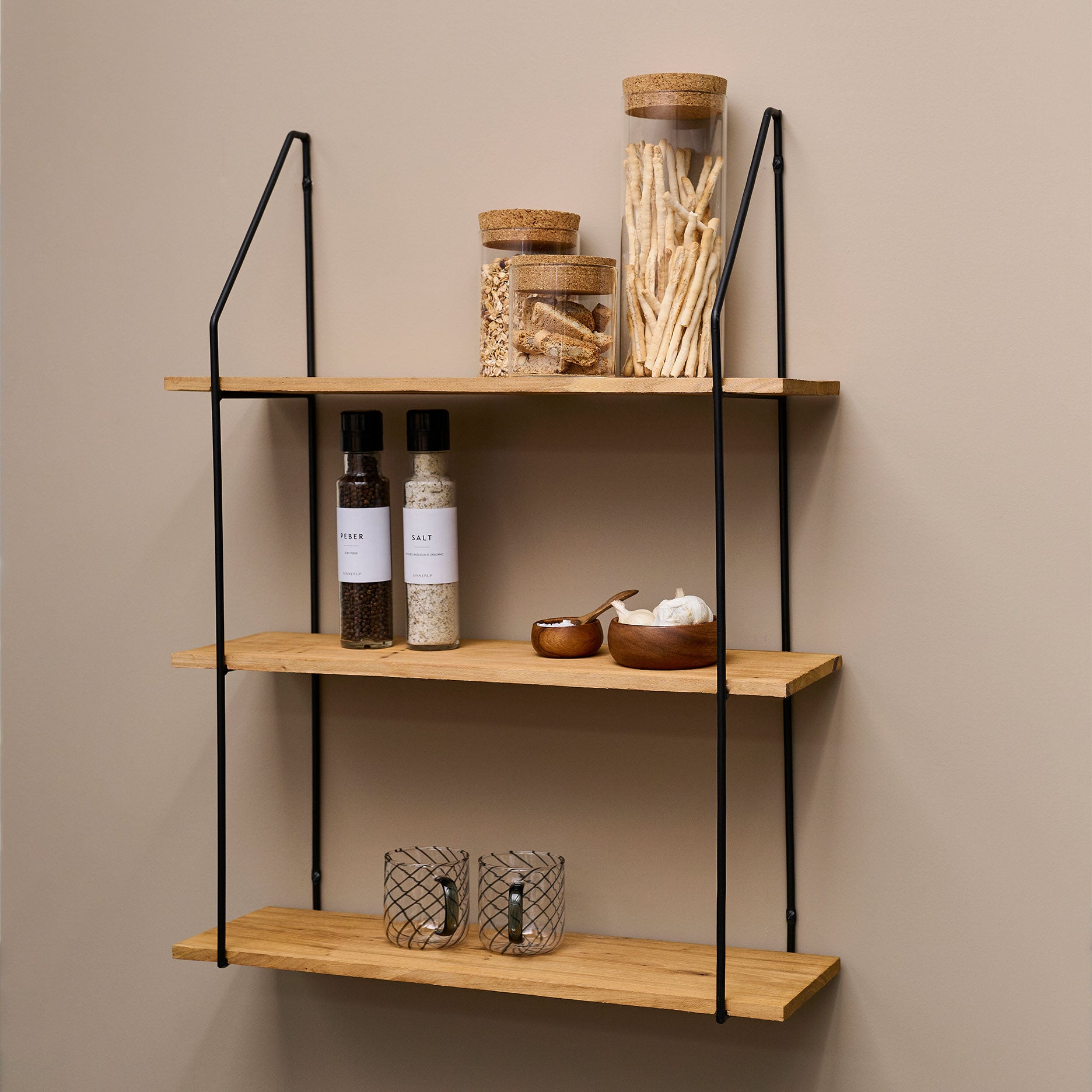 Opbevaringskrukker i glas, sæt af 3 stk.